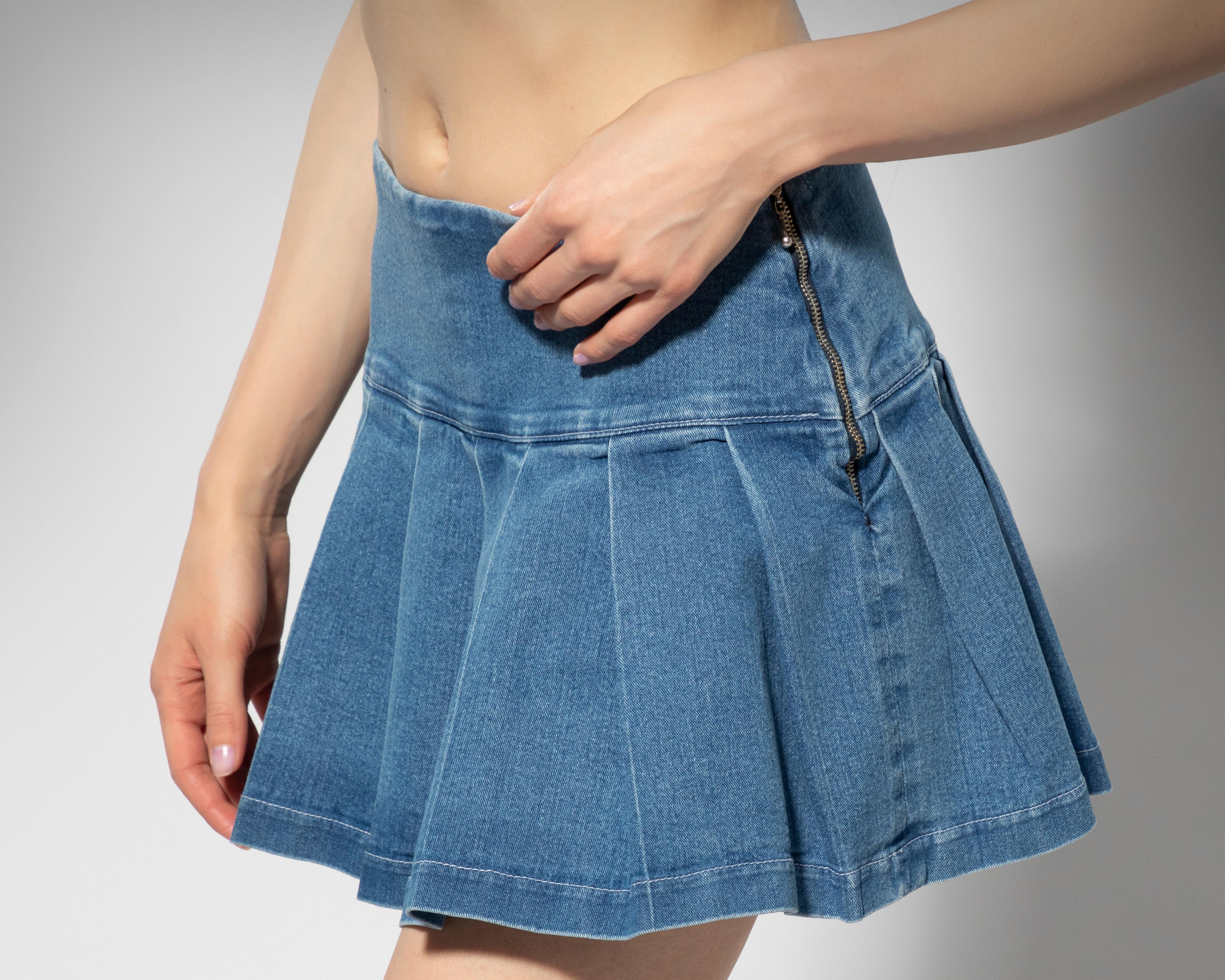 Foto 4 | Falda de Mezclilla Thinner Tableada