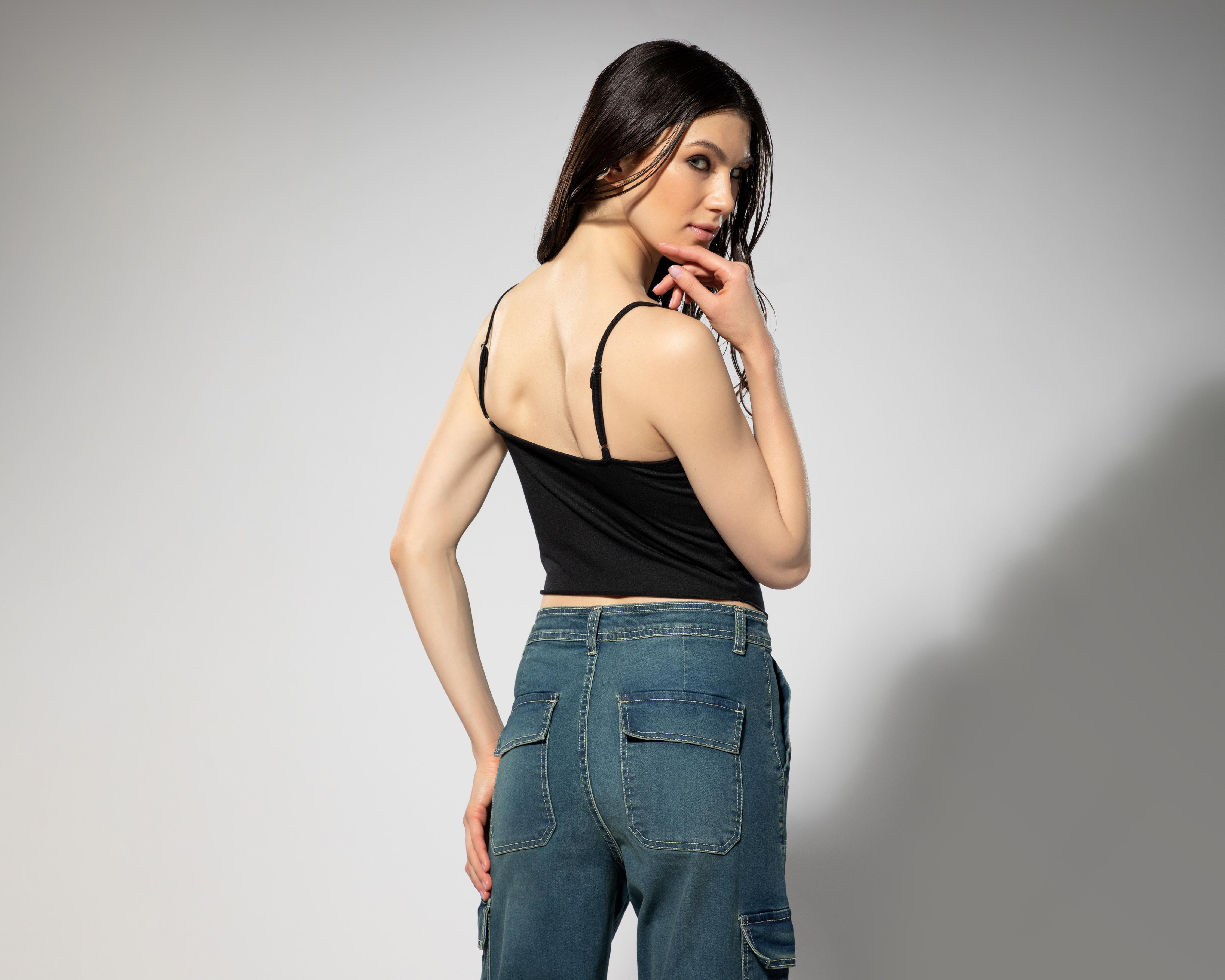 Foto 4 pulgar | Playera Thinner de Tirantes con Jareta