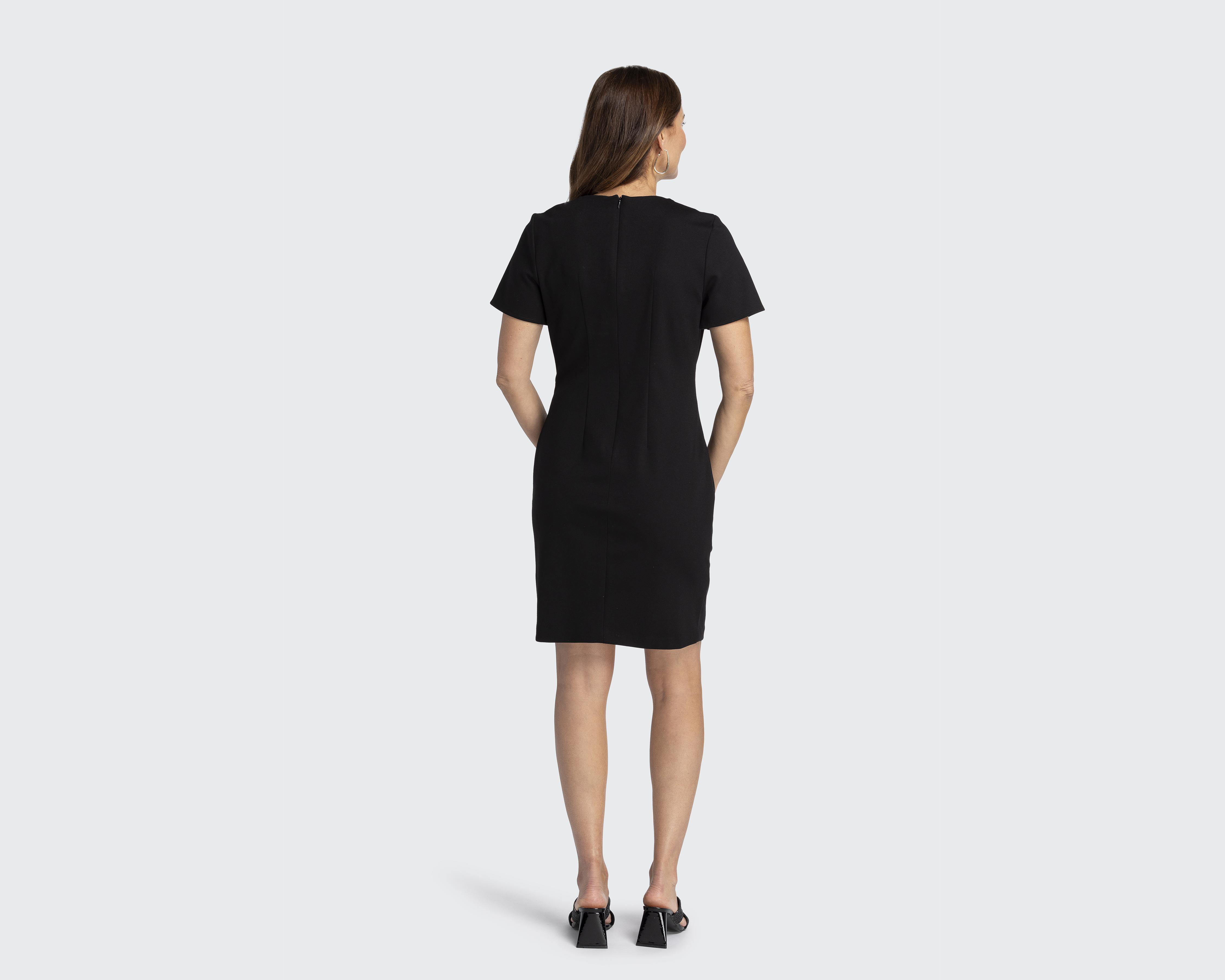 Foto 4 pulgar | Vestido Sahara Formal Negro Manga Corta
