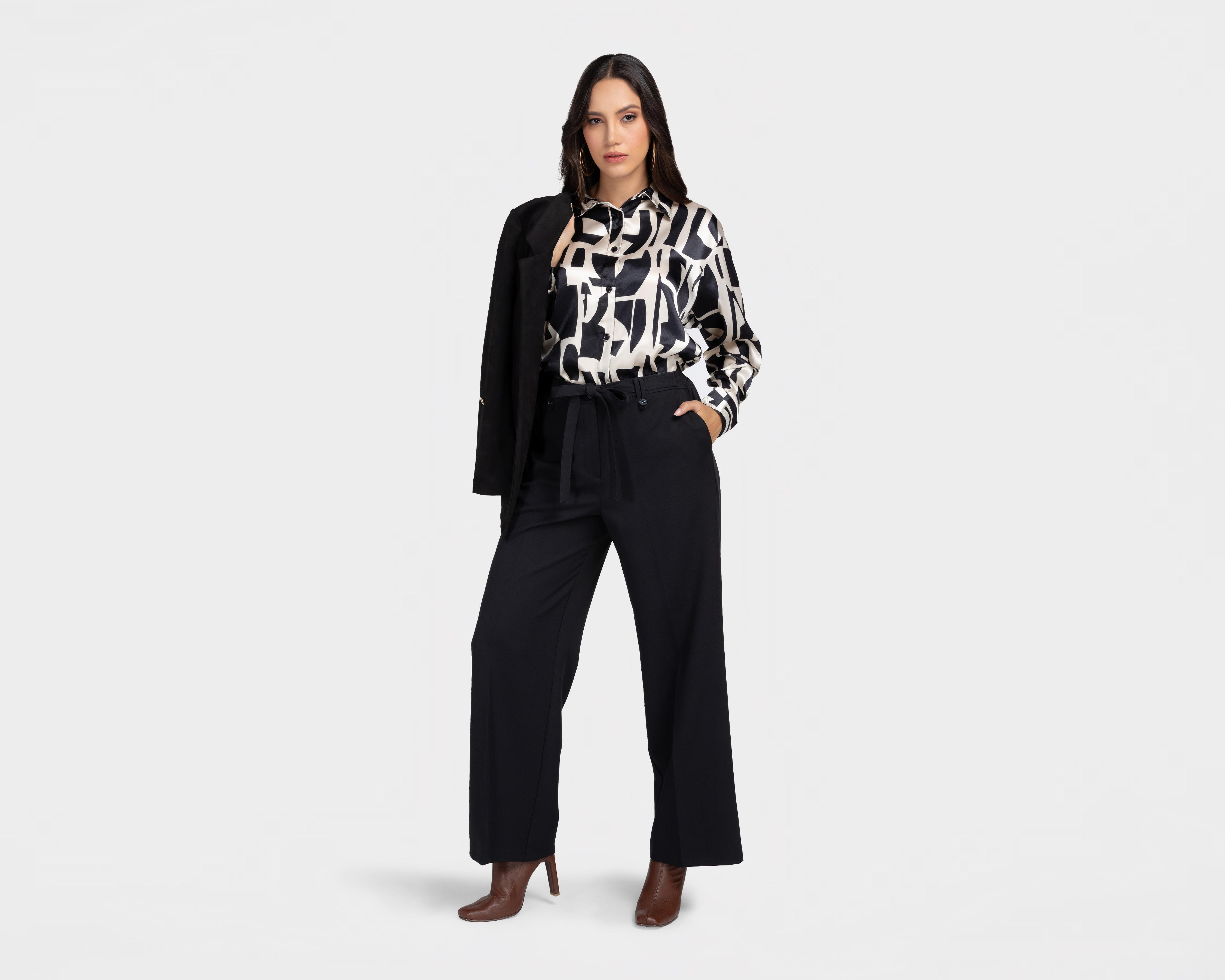 Foto 3 pulgar | Pantalón de Vestir Sahara Negro para Mujer