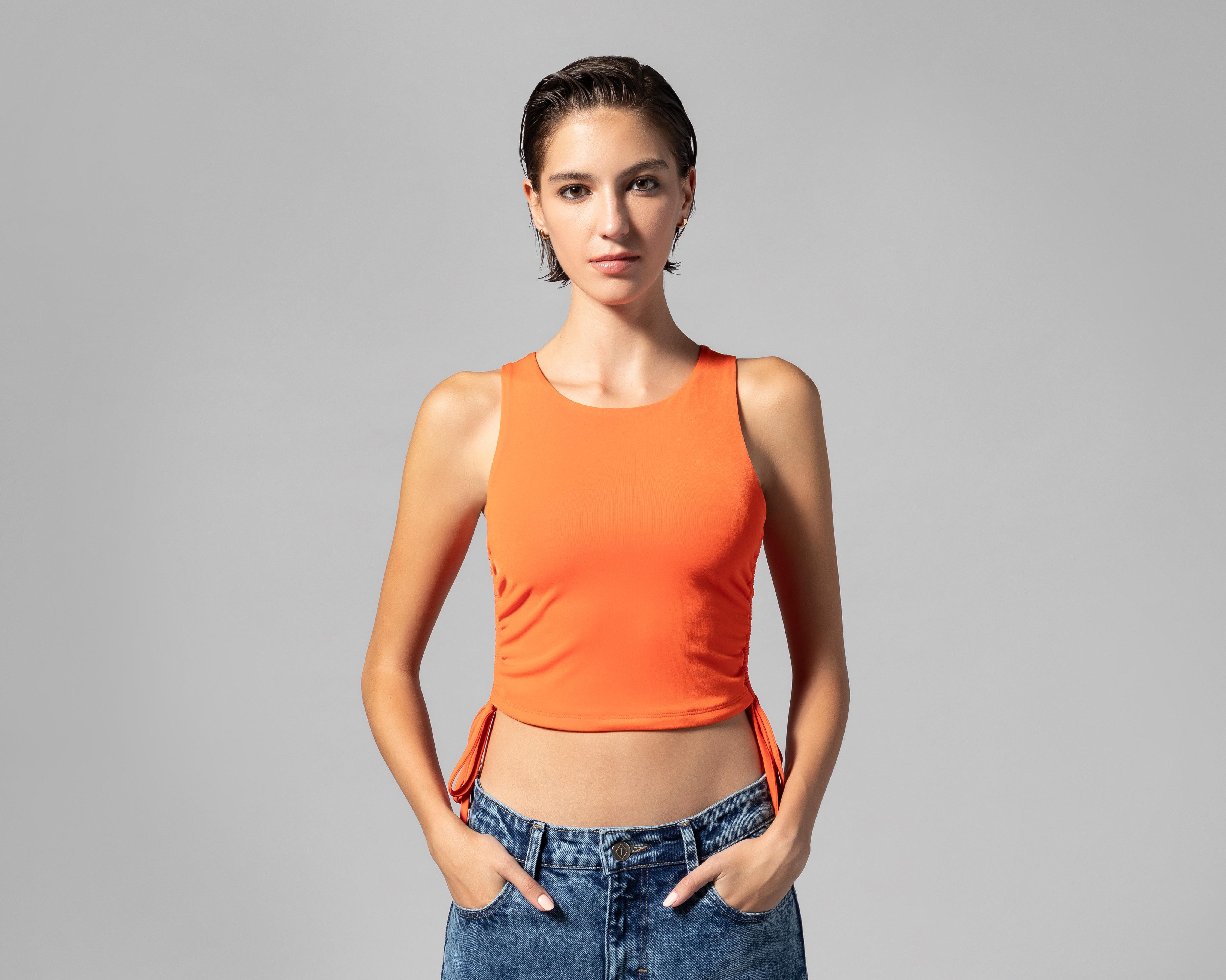 Foto 2 pulgar | Blusa Thinner con Jaretas Cuello Redondo