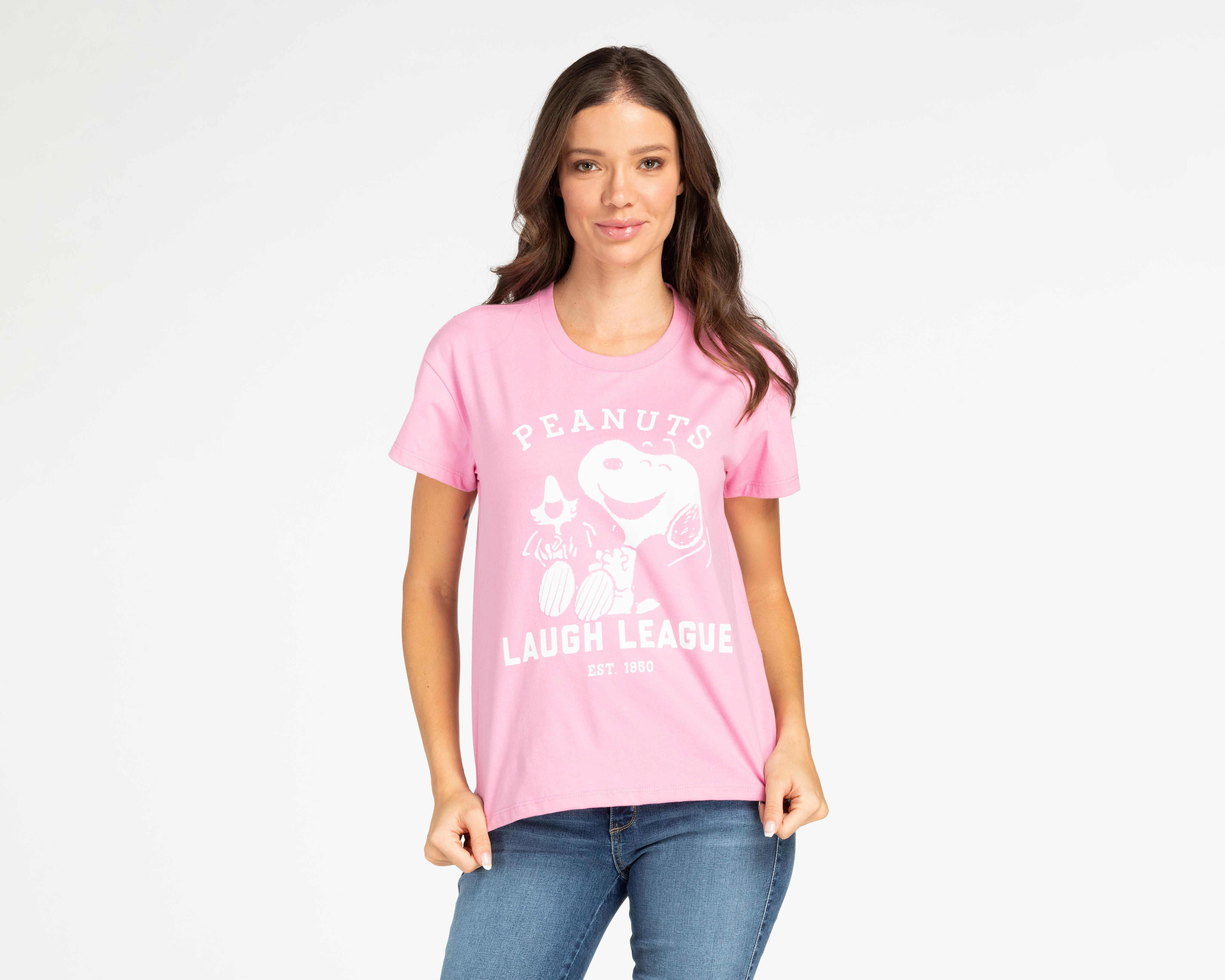 Foto 2 pulgar | Playera Peanuts Manga Corta para Mujer