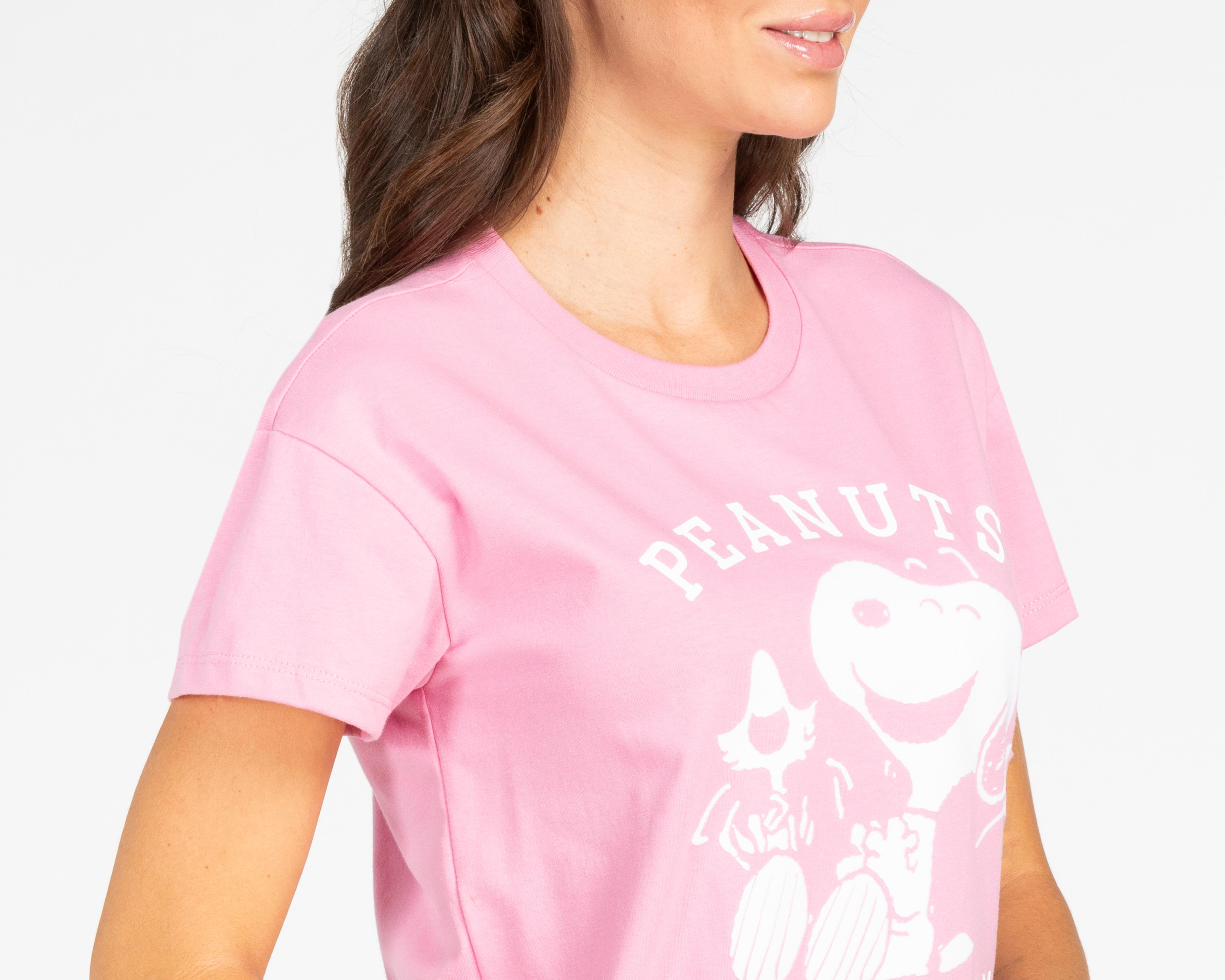 Foto 4 pulgar | Playera Peanuts Manga Corta para Mujer
