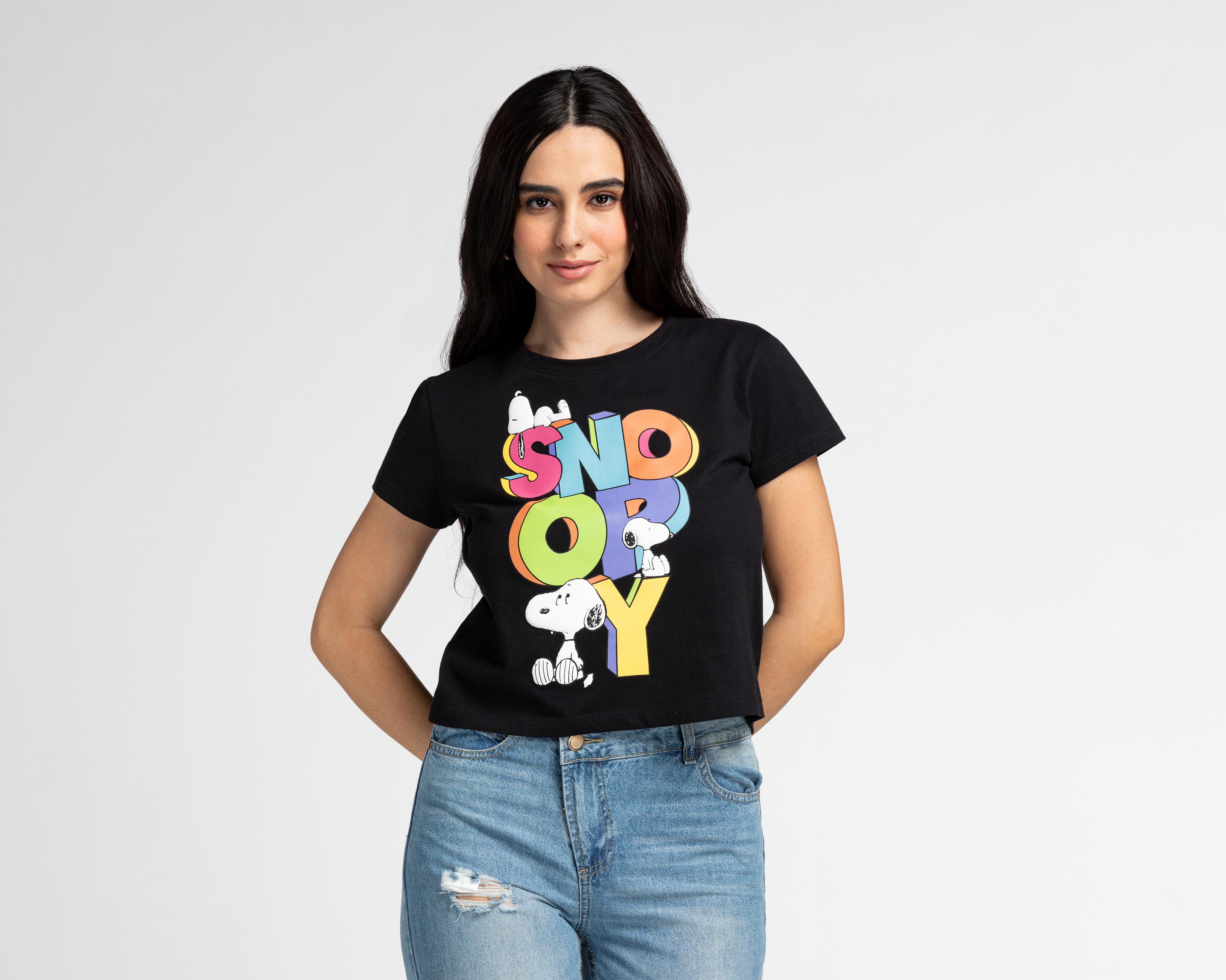 Playera Peanuts Estampada Cuello Redondo