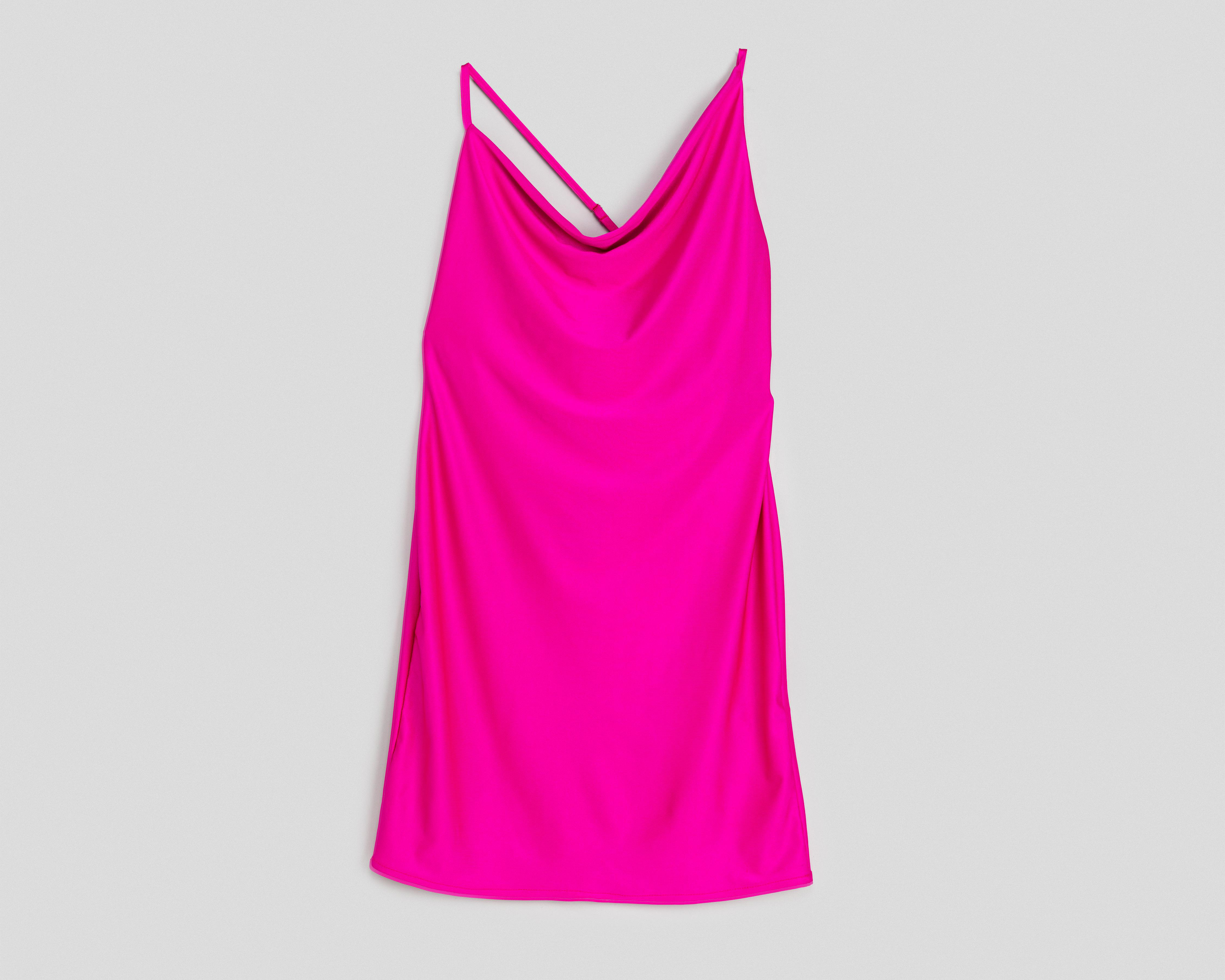 Vestido Casual Thinner Corto Fucsia de Tirantes