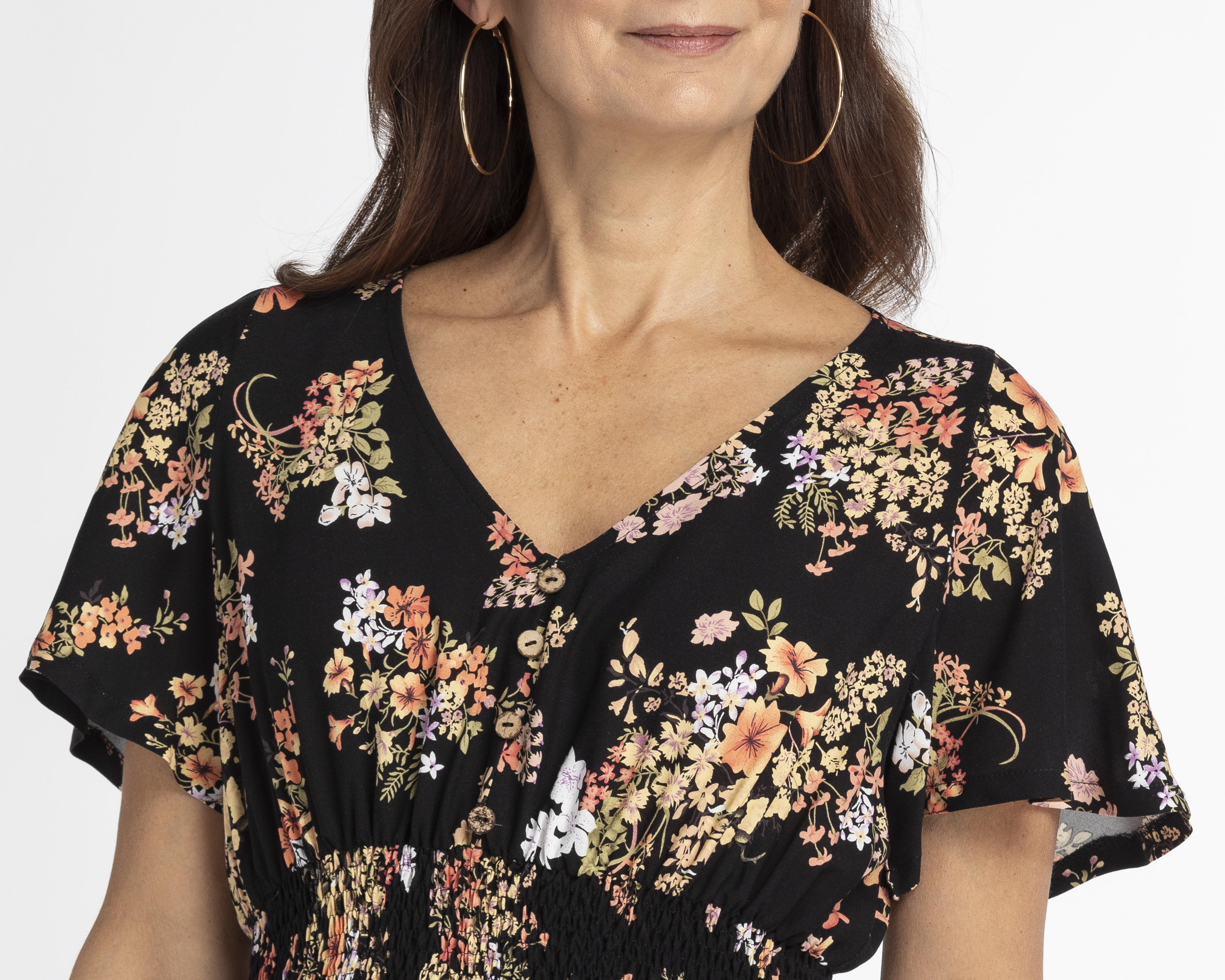 Foto 6 pulgar | Vestido Lady Sun Casual Cuello V Manga Corta Estampado Floral