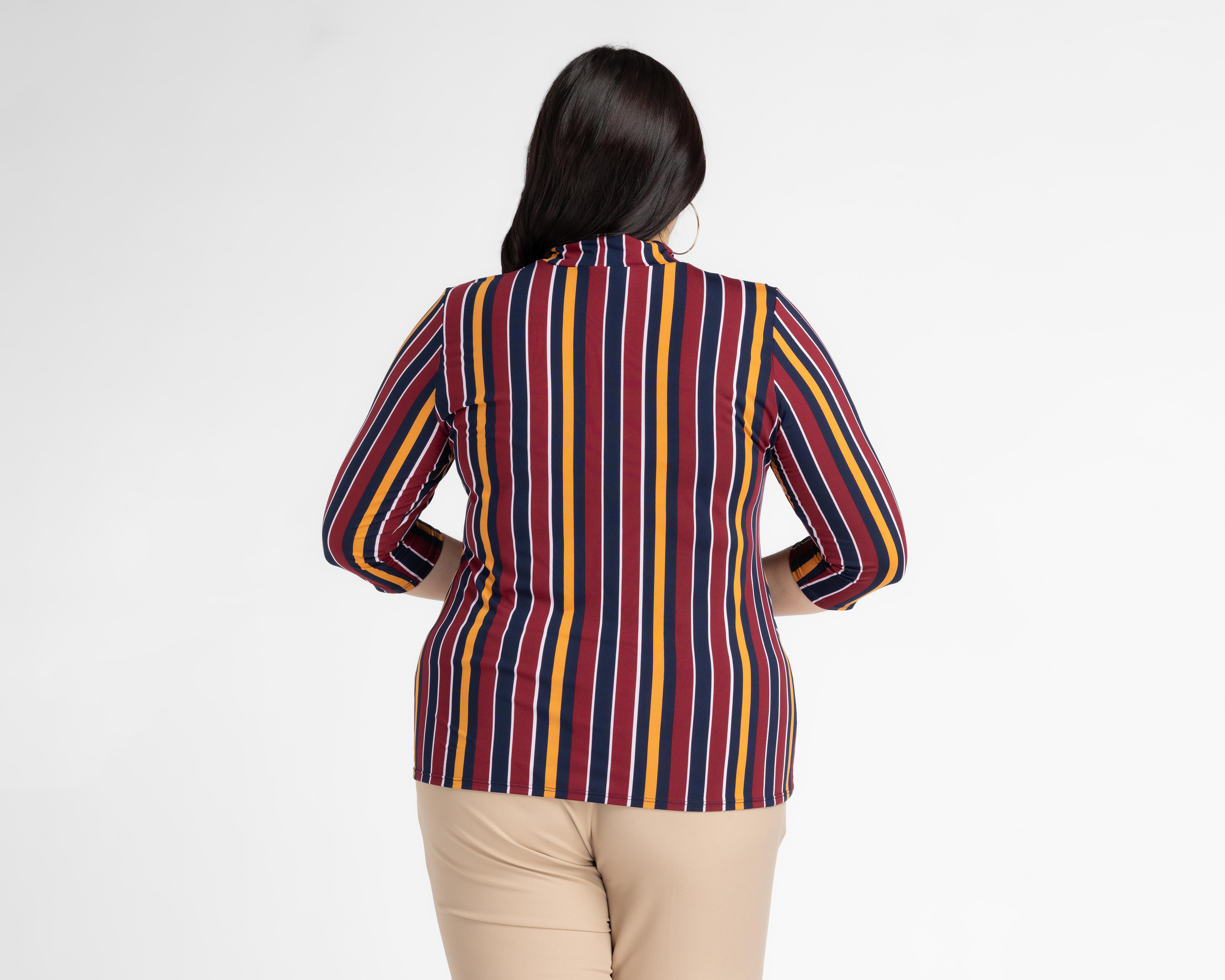 Foto 4 pulgar | Blusa Lady Sun Manga 3/4 a Rayas