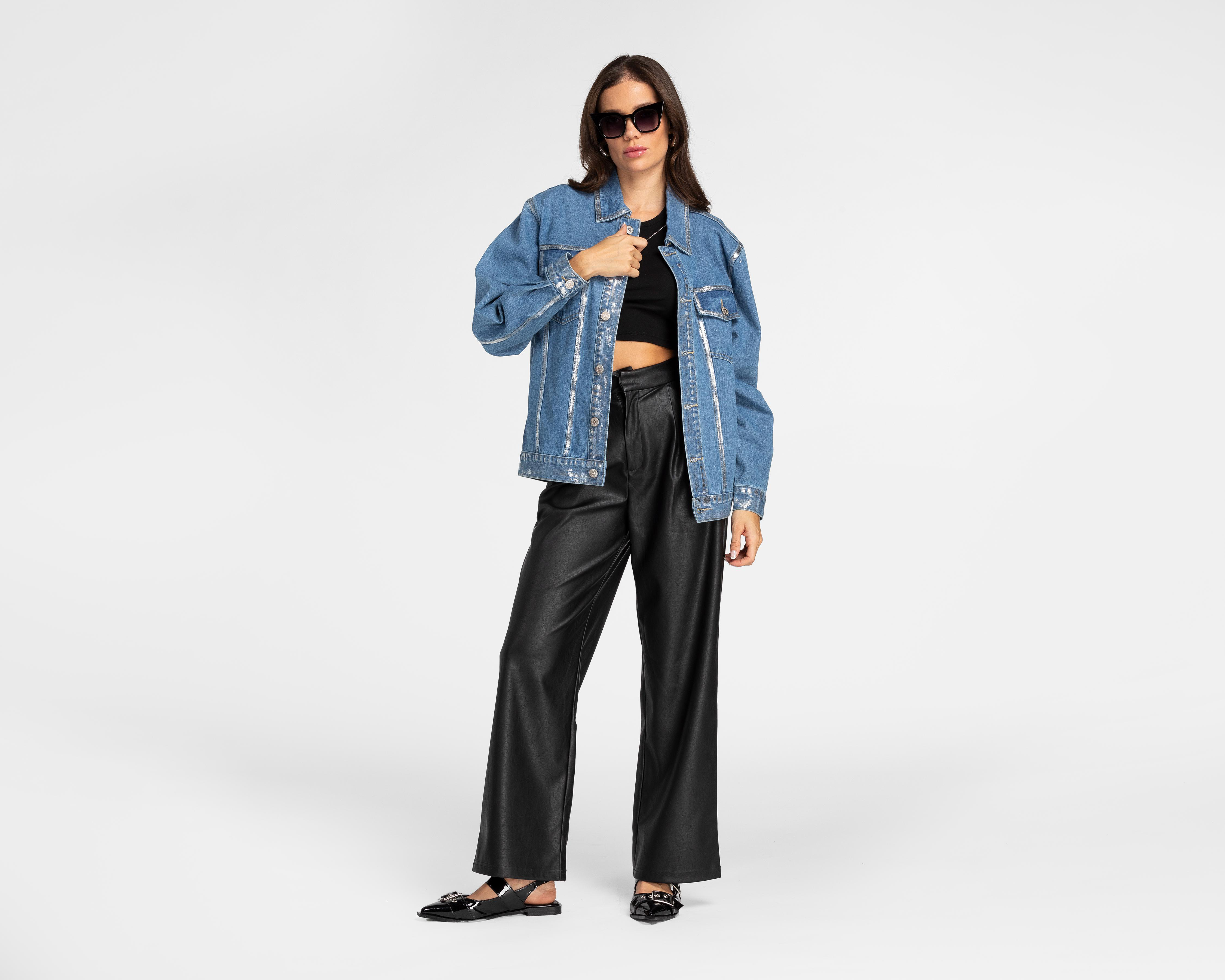 Foto 2 | Chamarra de Mezclilla con Foil Forever 21 para Mujer