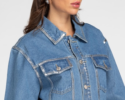 Foto 4 | Chamarra de Mezclilla con Foil Forever 21 para Mujer