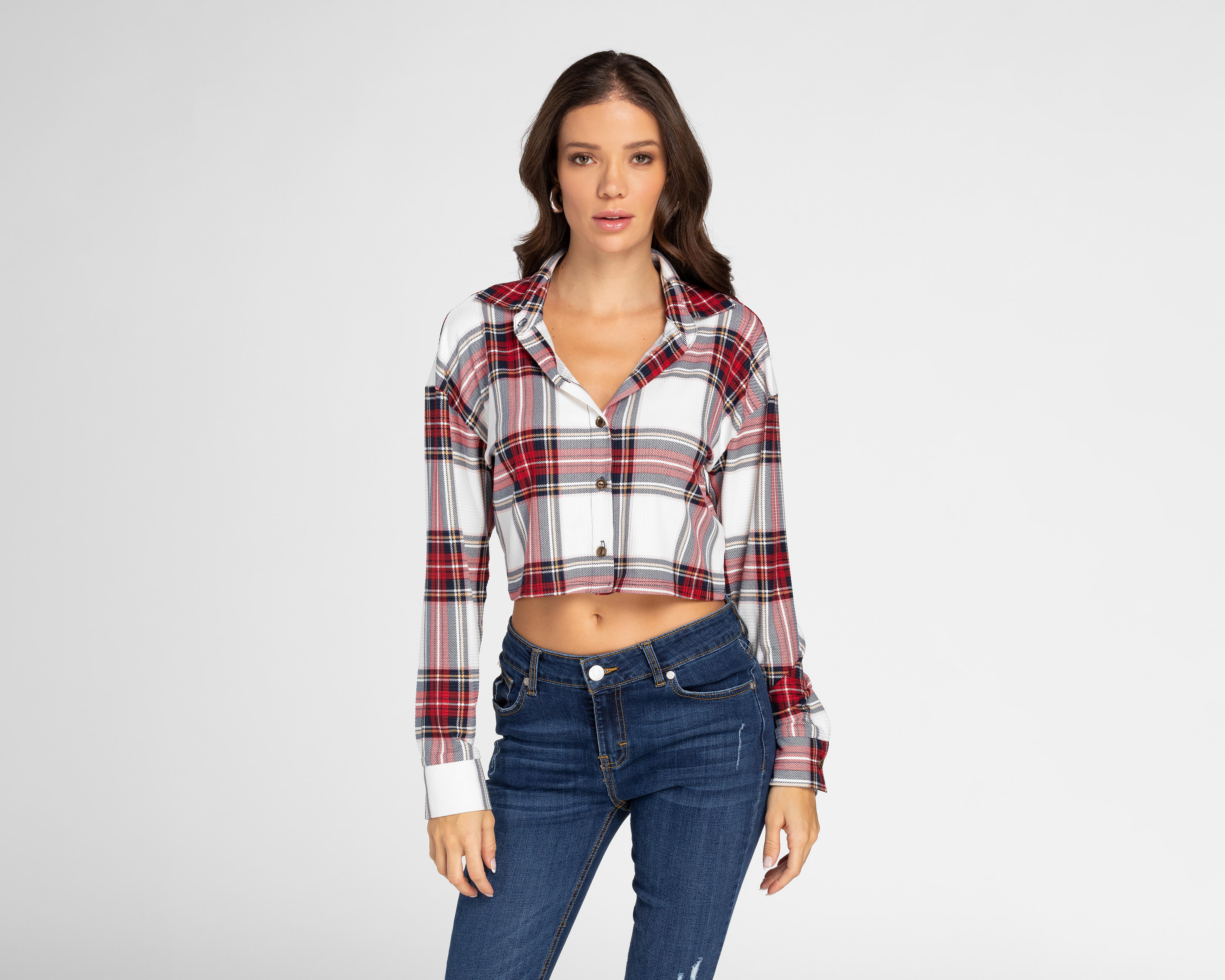 Foto 1 | Camisa Refill a Cuadros para Mujer