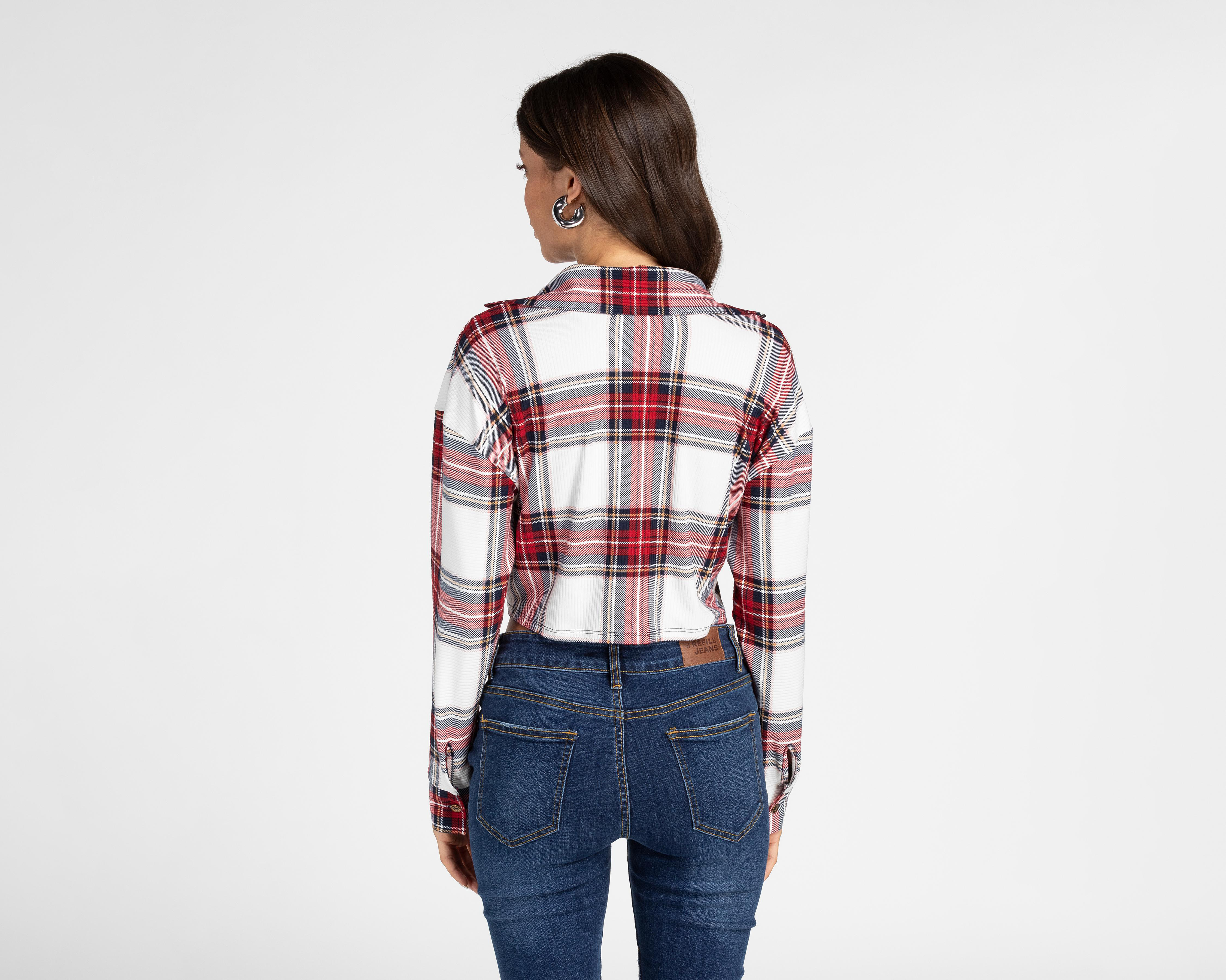 Foto 4 pulgar | Camisa Refill a Cuadros para Mujer