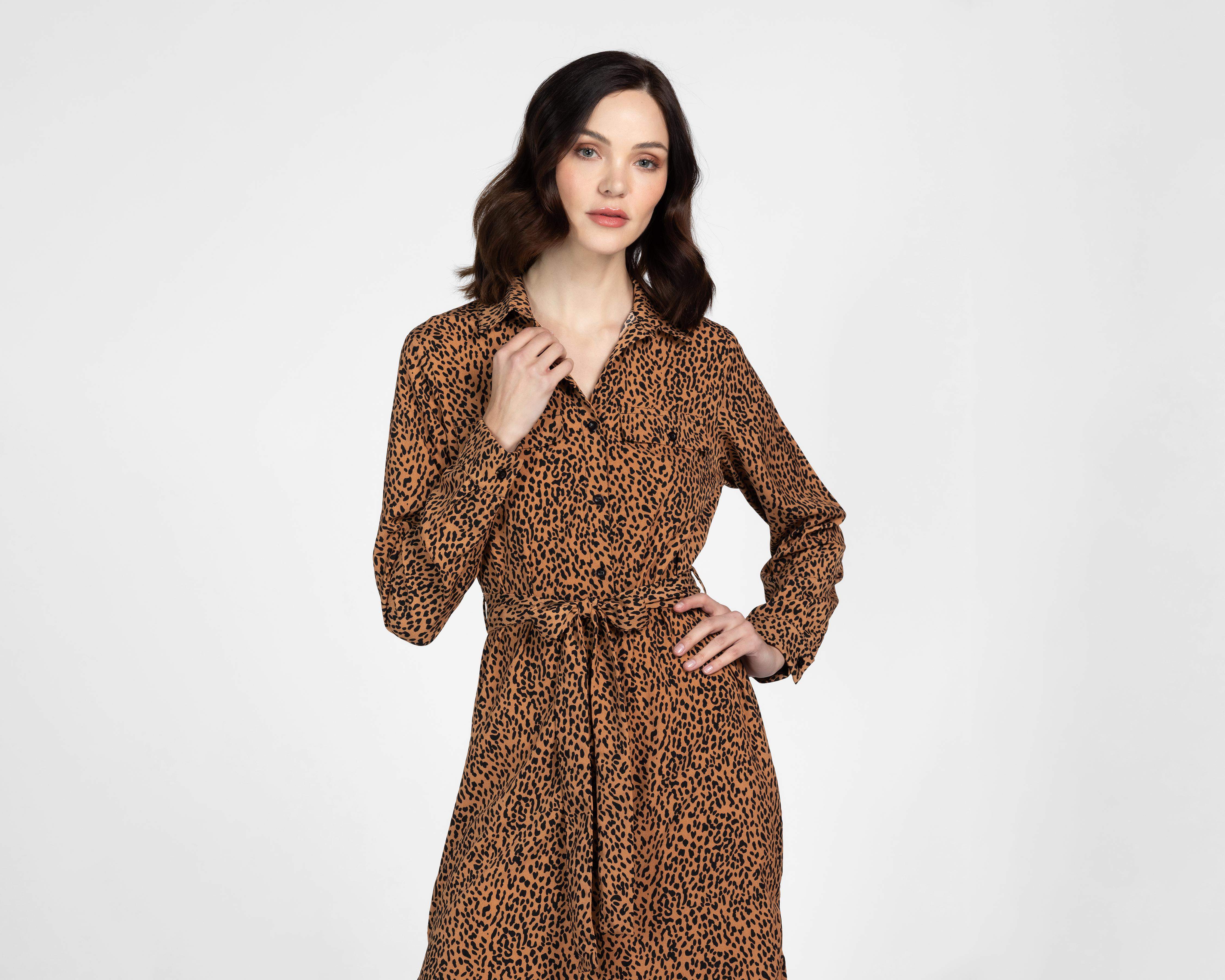 Foto 5 pulgar | Vestido Casual Sahara Animal Print Manga Larga con Cinturón