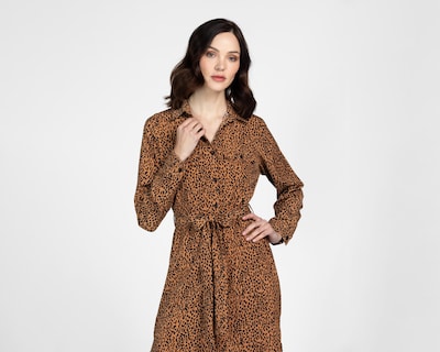 Foto 4 | Vestido Casual Sahara Animal Print Manga Larga con Cinturón