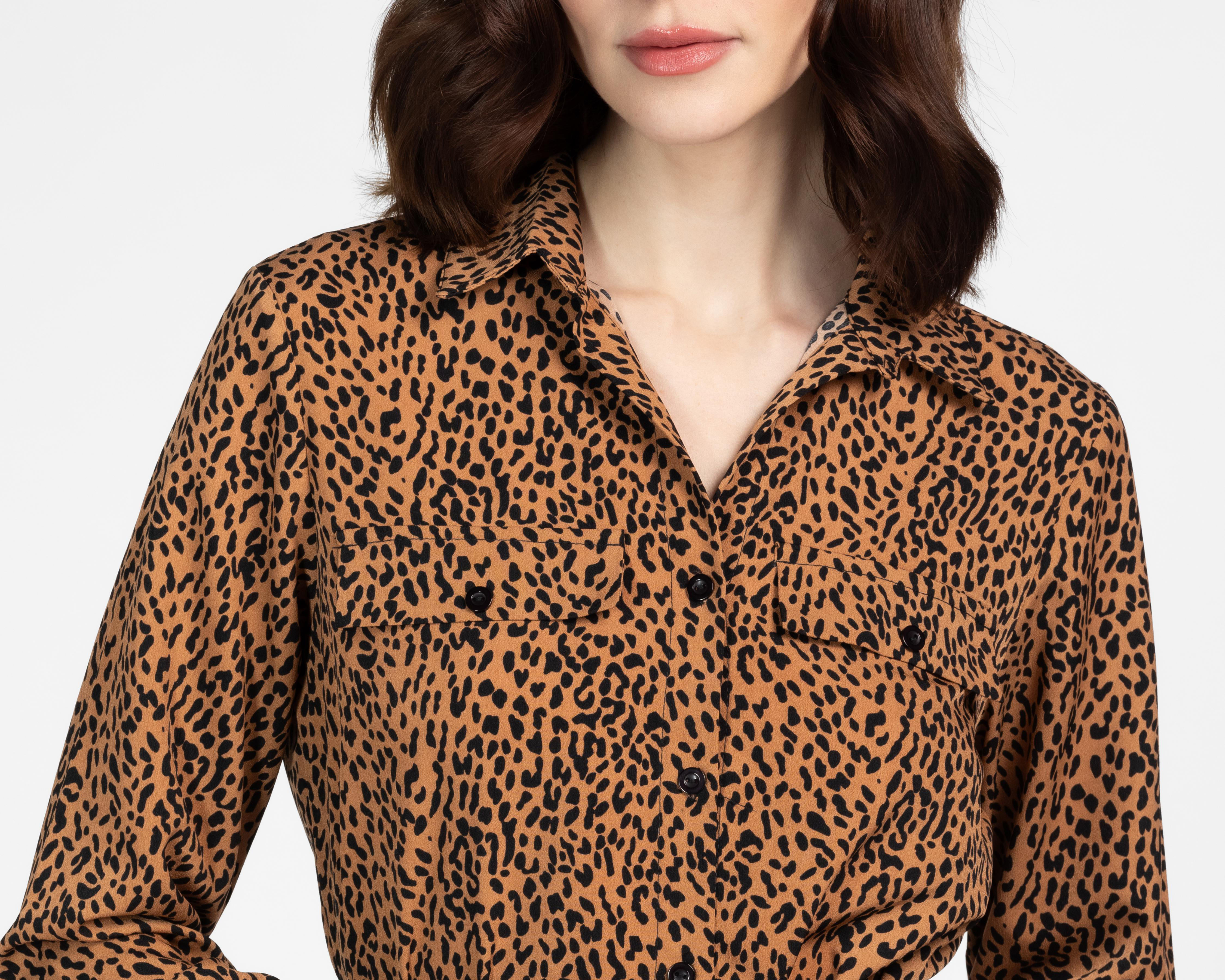Foto 6 pulgar | Vestido Casual Sahara Animal Print Manga Larga con Cinturón