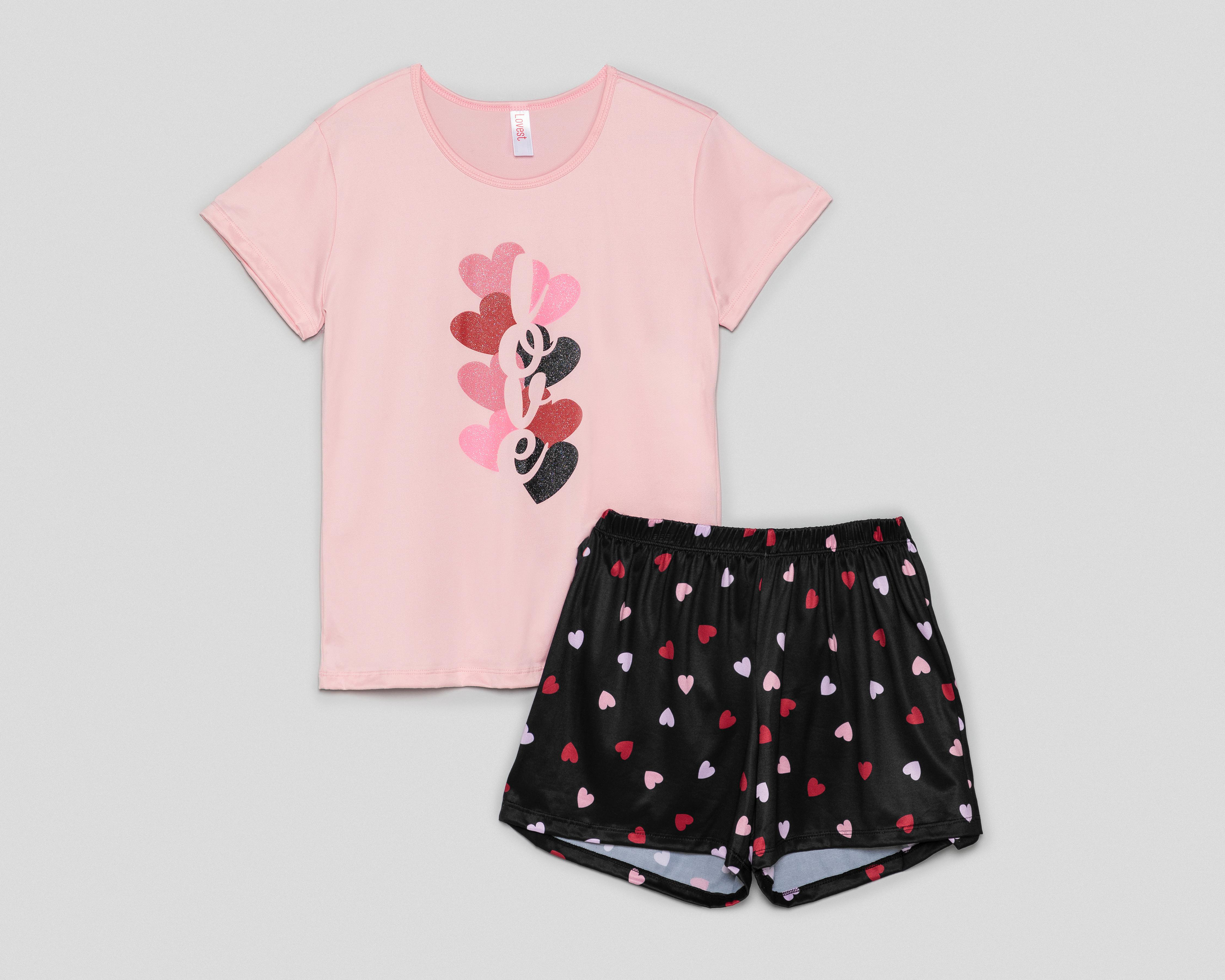 Foto 2 pulgar | Pijama Lovest Print de Corazones para Mujer