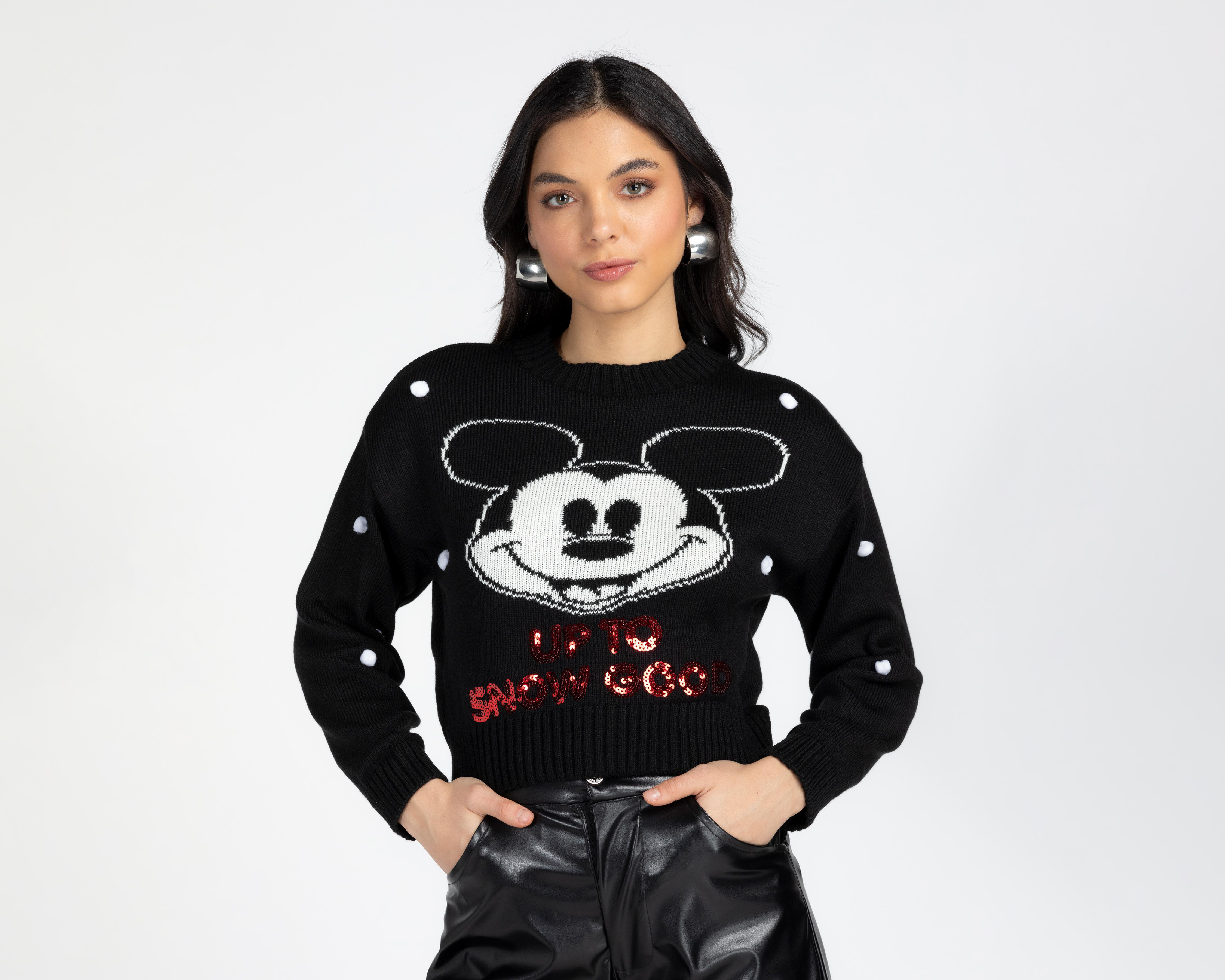 Foto 2 pulgar | Suéter Negro Disney Mickey Mouse para Mujer