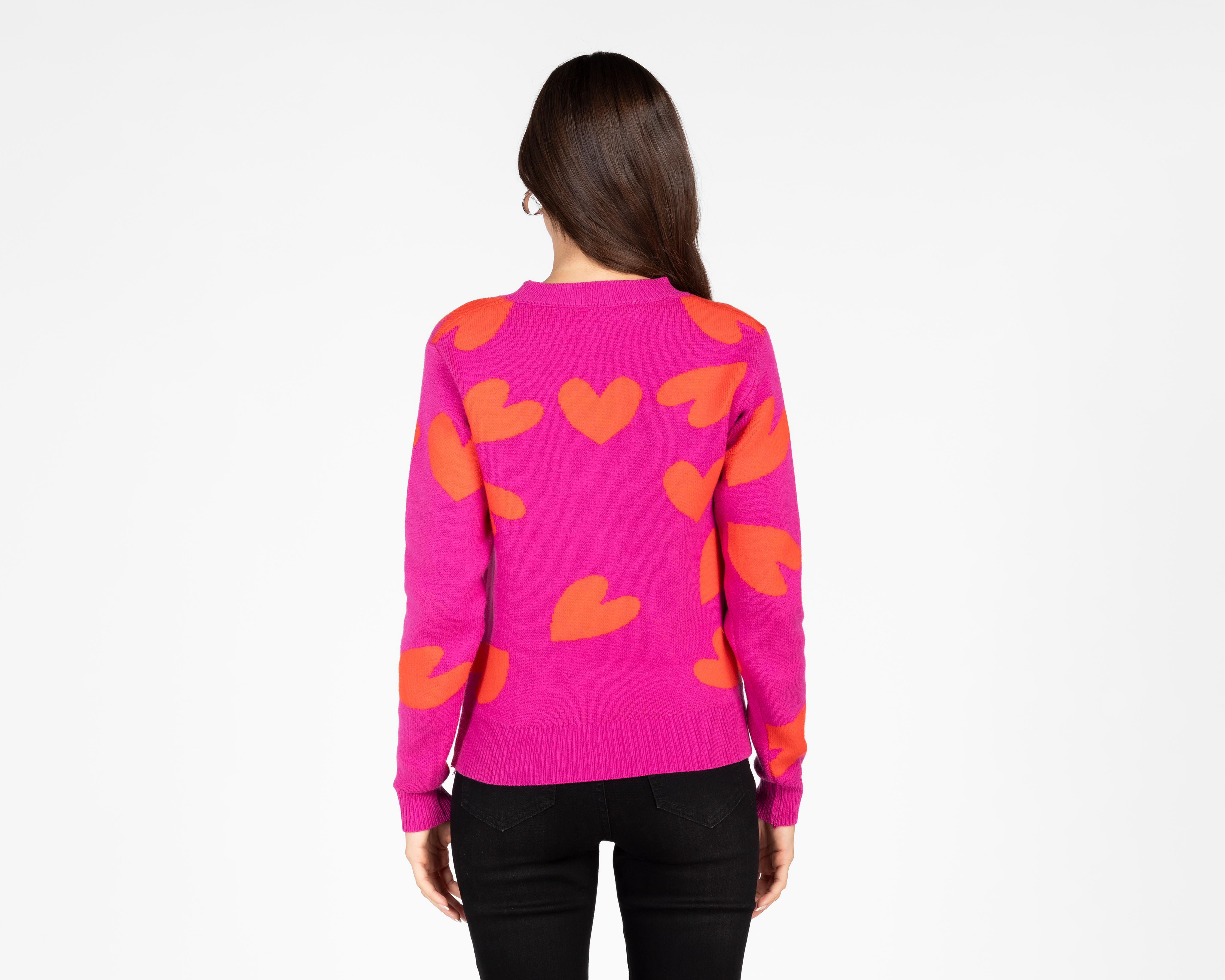 Foto 4 pulgar | Suéter Estampado Corazones 18 Forever para Mujer