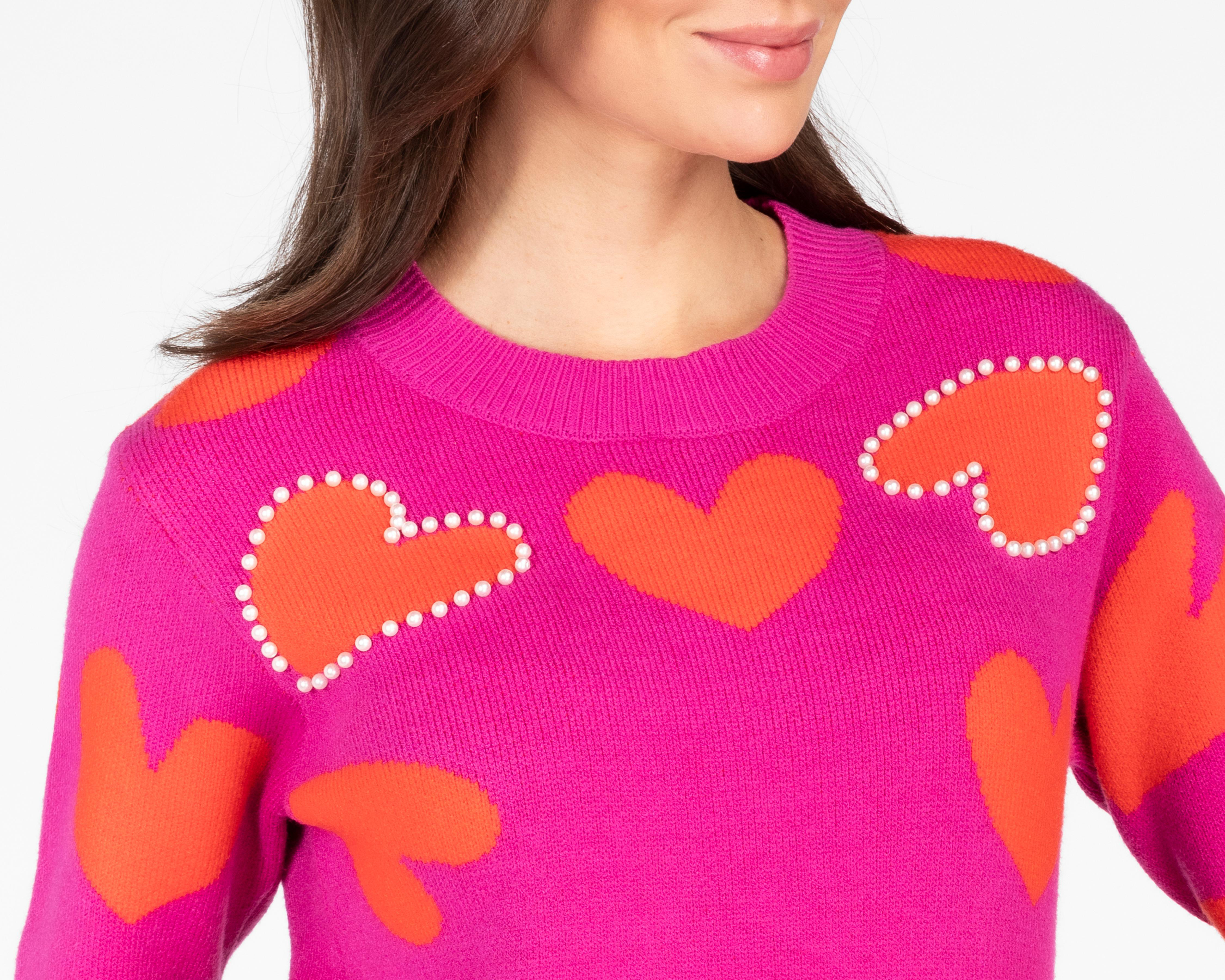 Foto 5 pulgar | Suéter Estampado Corazones 18 Forever para Mujer