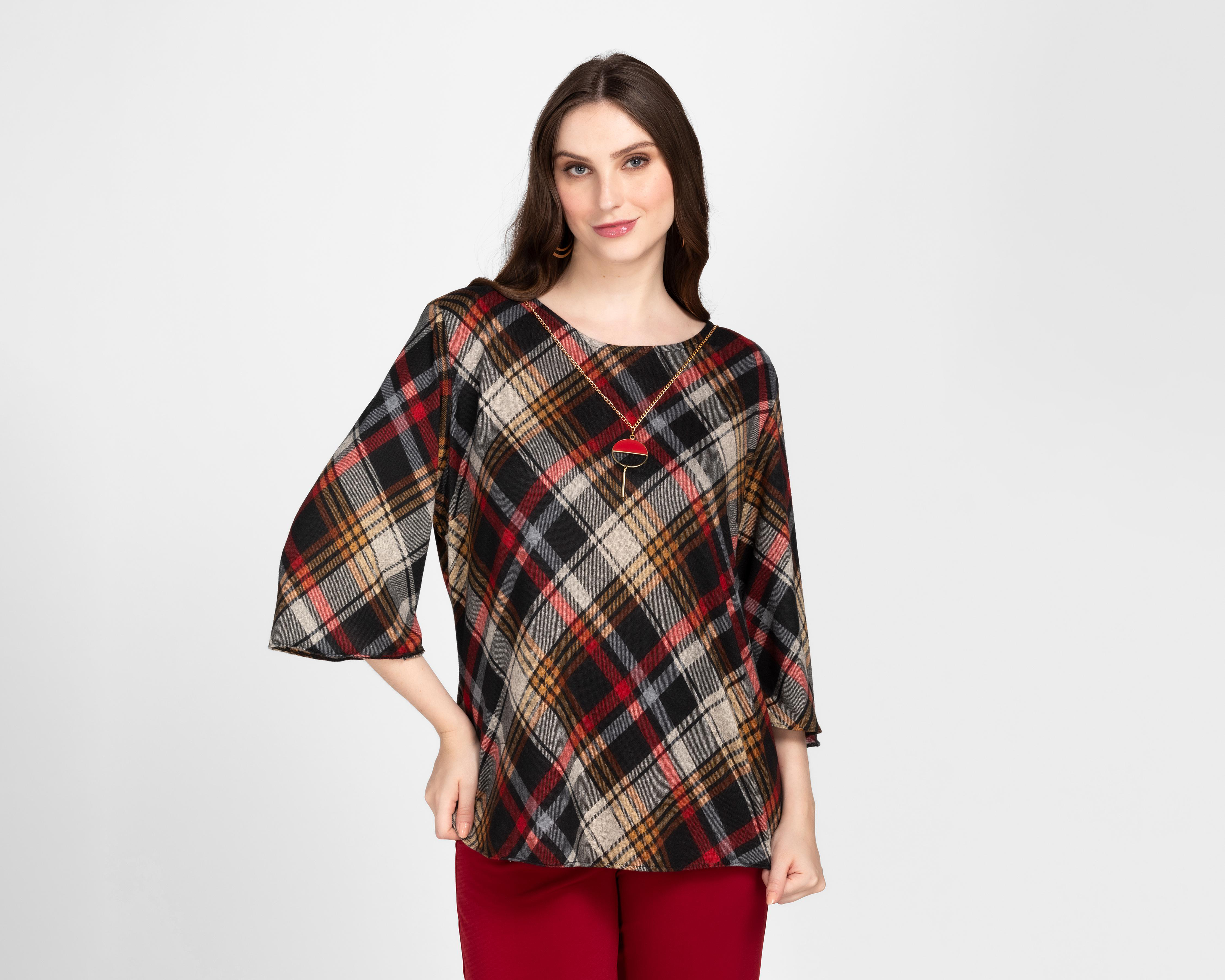 Foto 1 | Blusa Paloma Carmín con Collar para Mujer