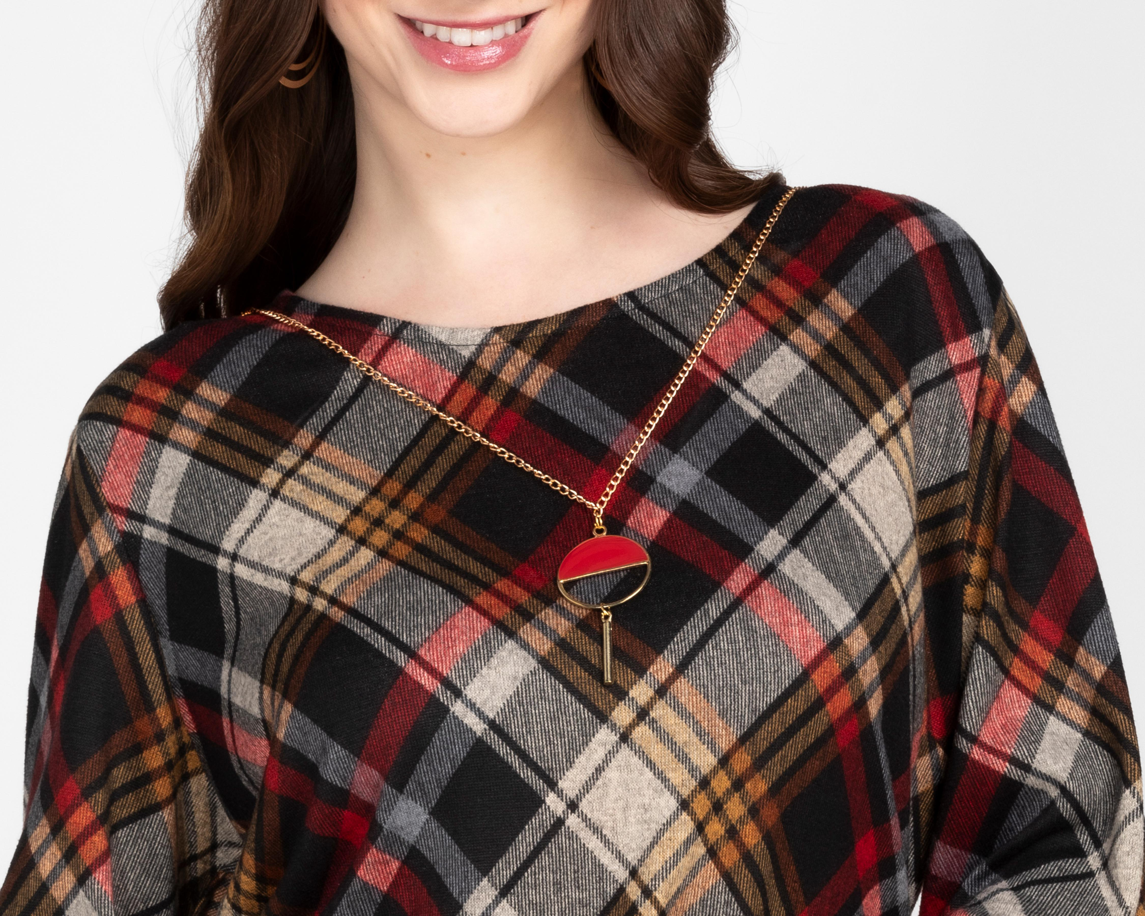 Foto 4 | Blusa Paloma Carmín con Collar para Mujer