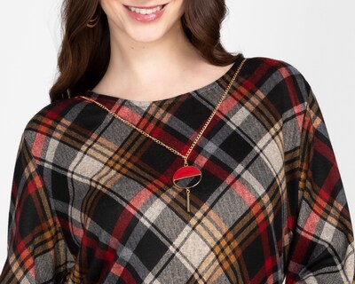 Foto 4 | Blusa Paloma Carmín con Collar para Mujer