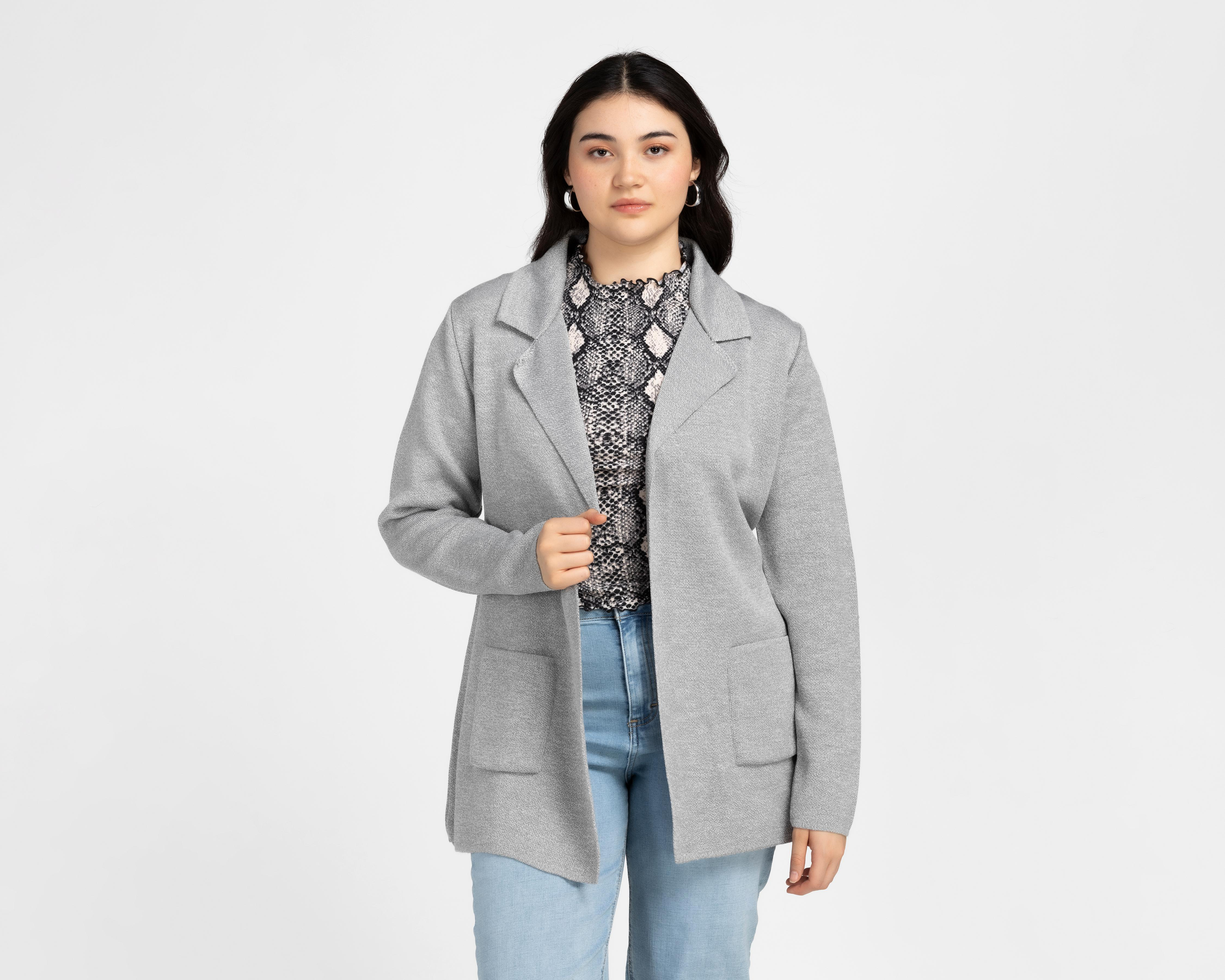 Foto 5 pulgar | Blazer Gris Sahara para Mujer