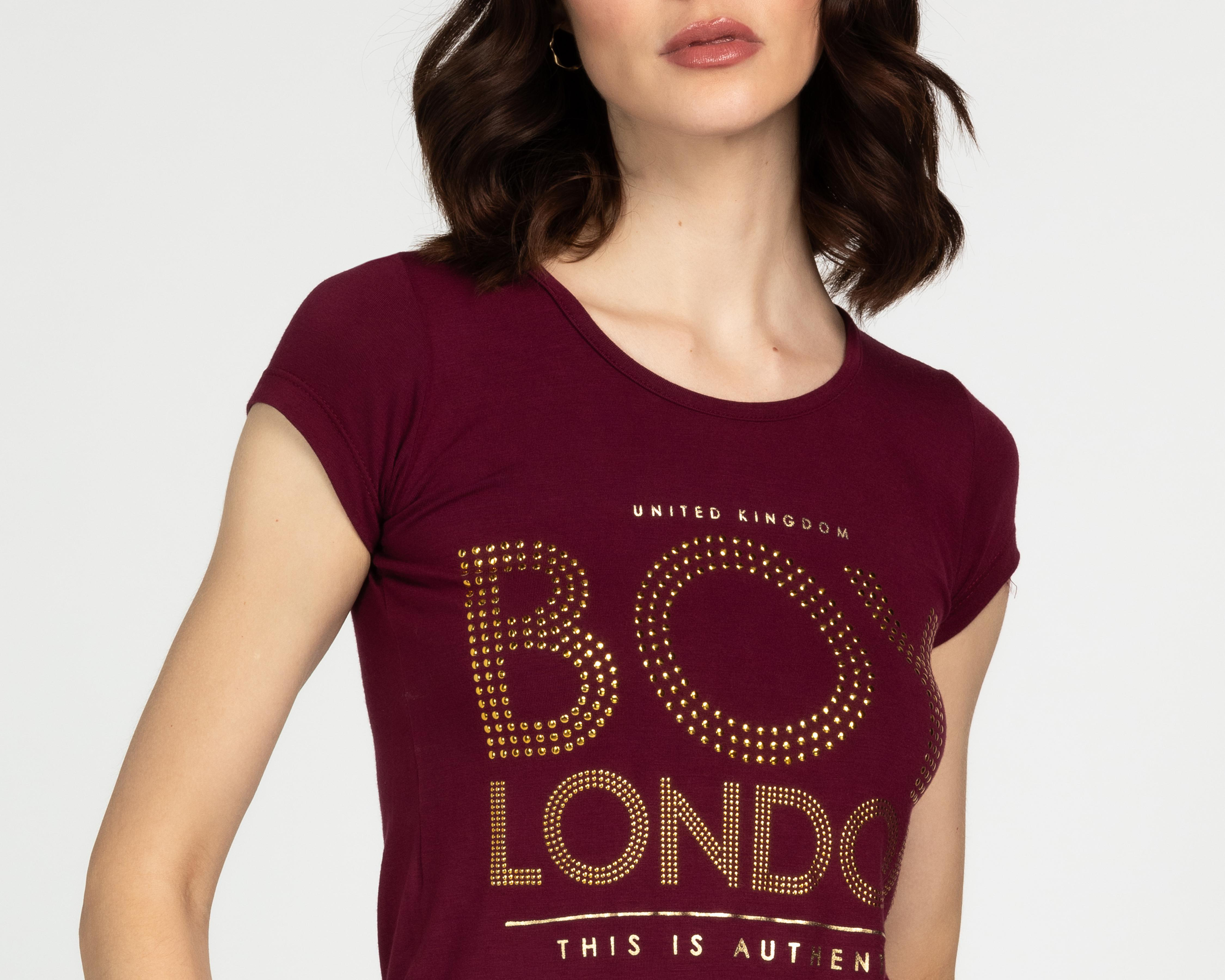 Foto 5 pulgar | Playera Boy London con Piedras para Mujer