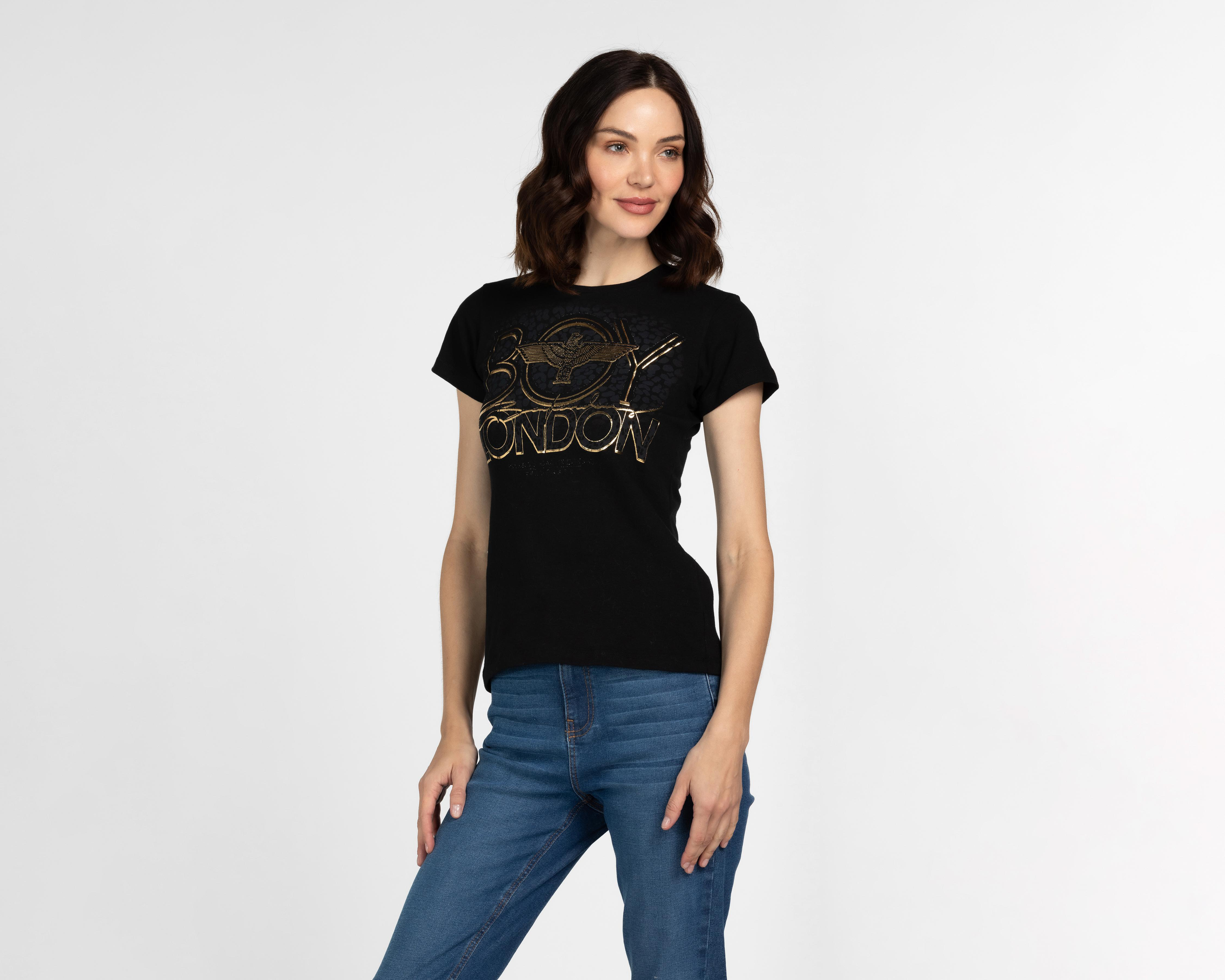 Foto 2 pulgar | Playera Boy London Manga Corta para Mujer