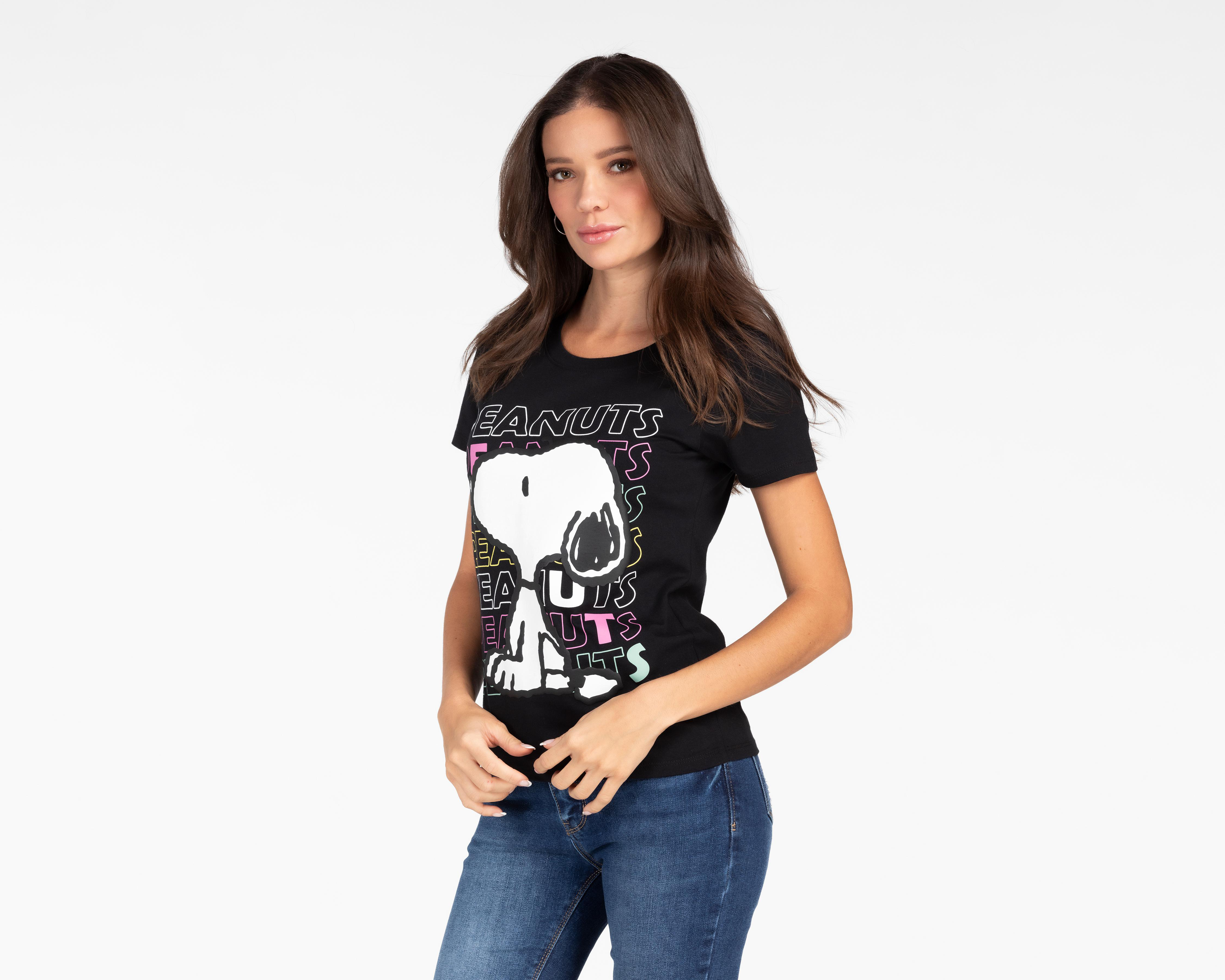 Foto 2 pulgar | Playera Peanuts Manga Corta para Mujer