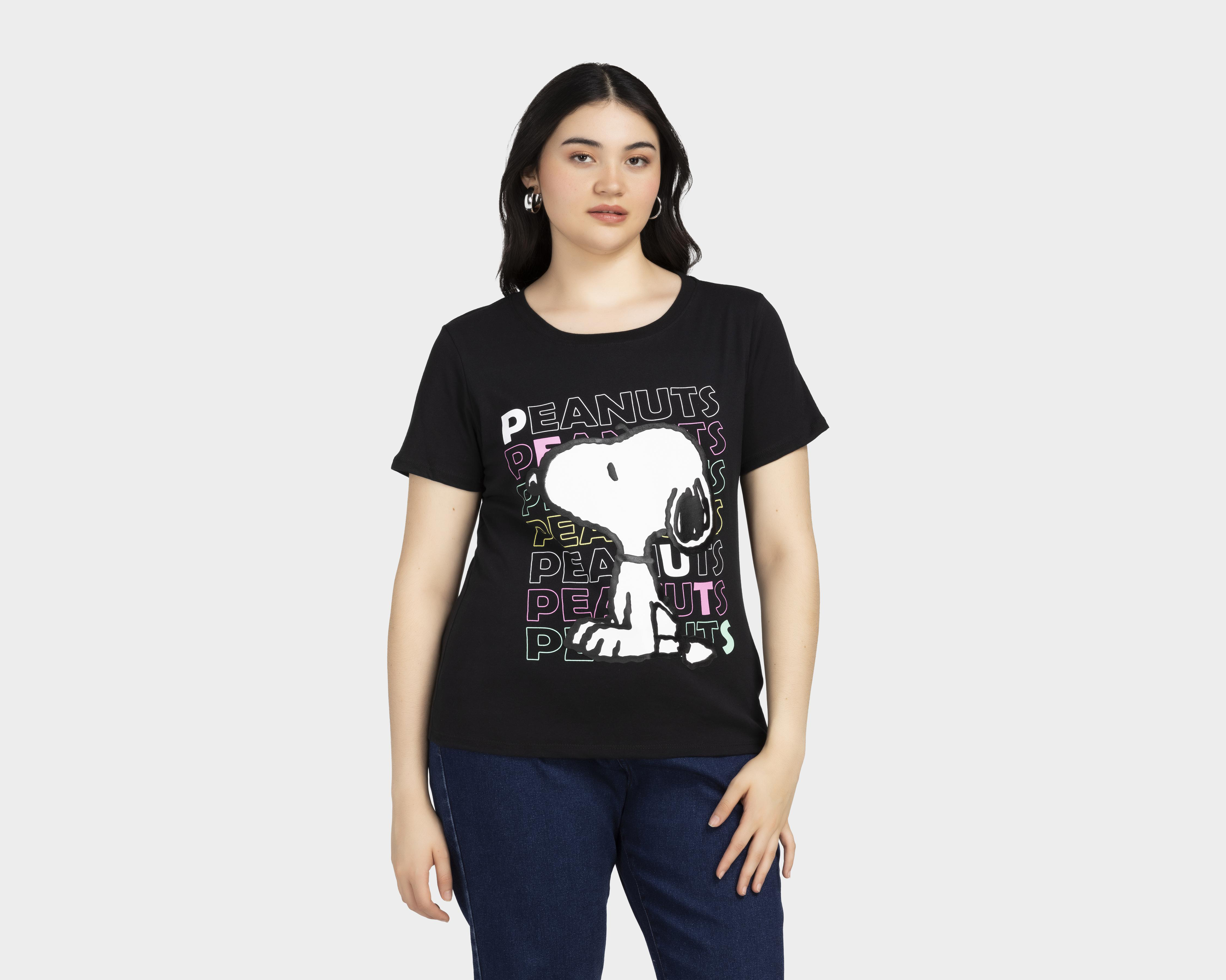 Foto 4 pulgar | Playera Peanuts Manga Corta para Mujer