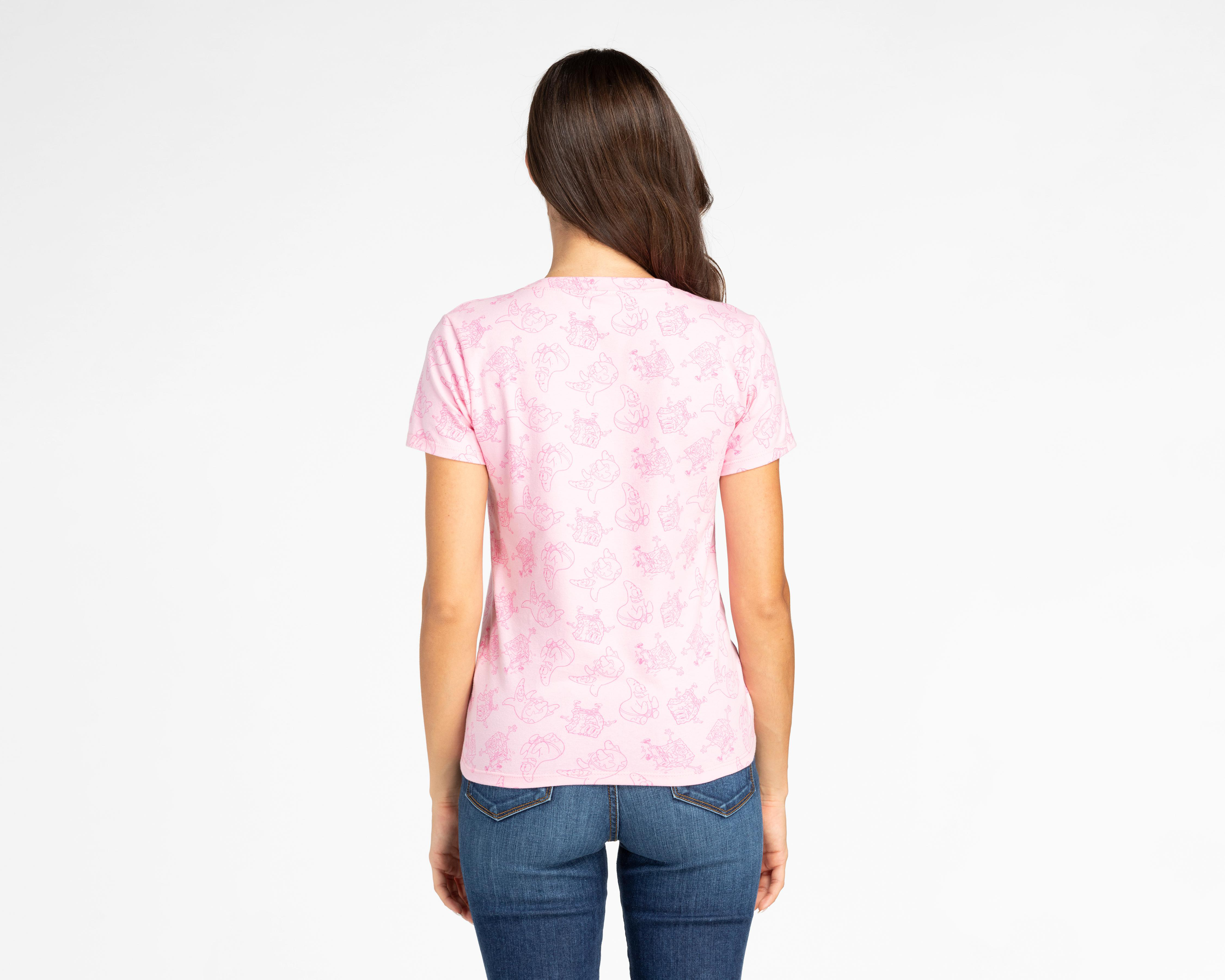 Foto 4 pulgar | Playera Bob Esponja Manga Corta para Mujer