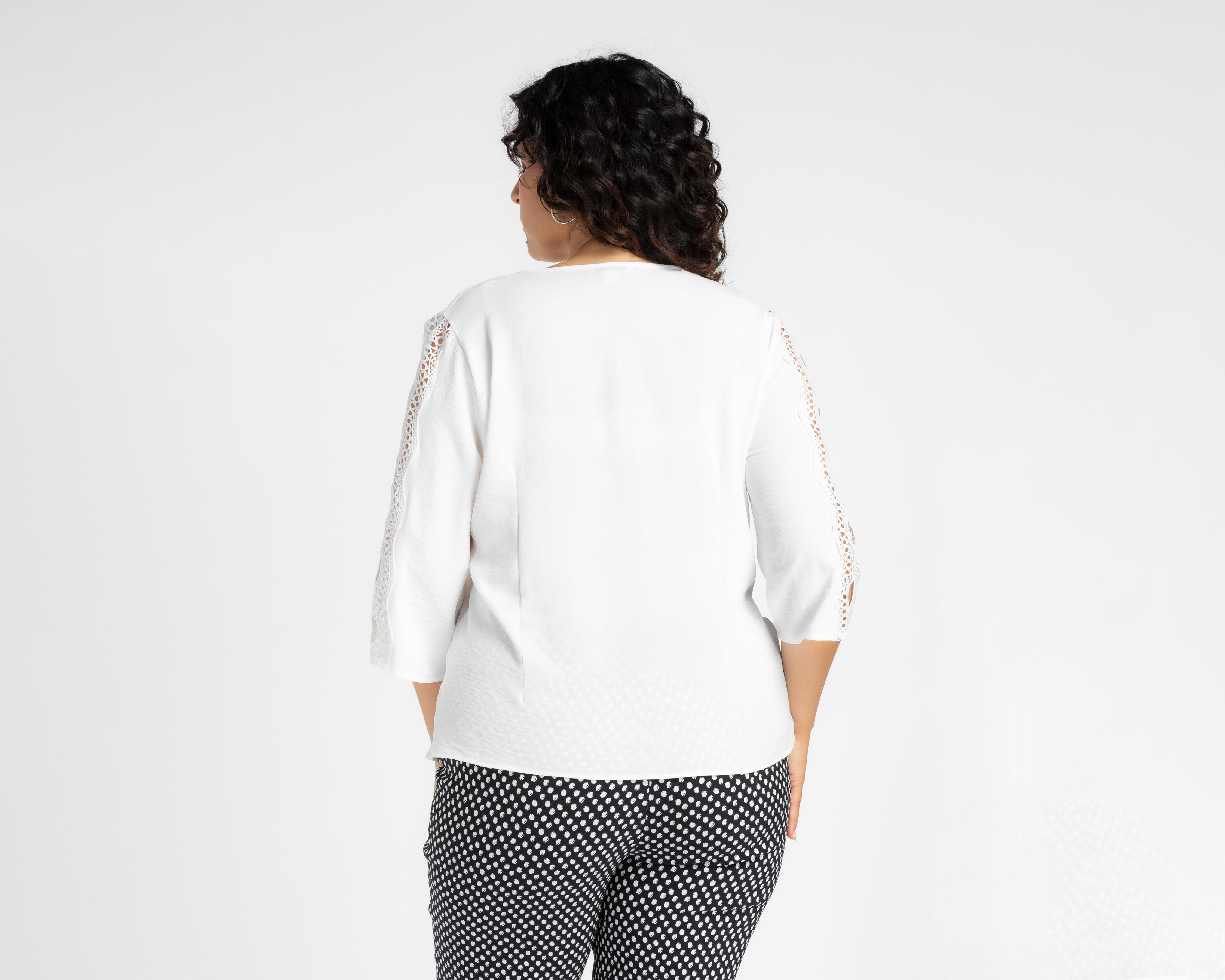 Foto 7 pulgar | Blusa Lady Sun con Guipur en Mangas para Mujer