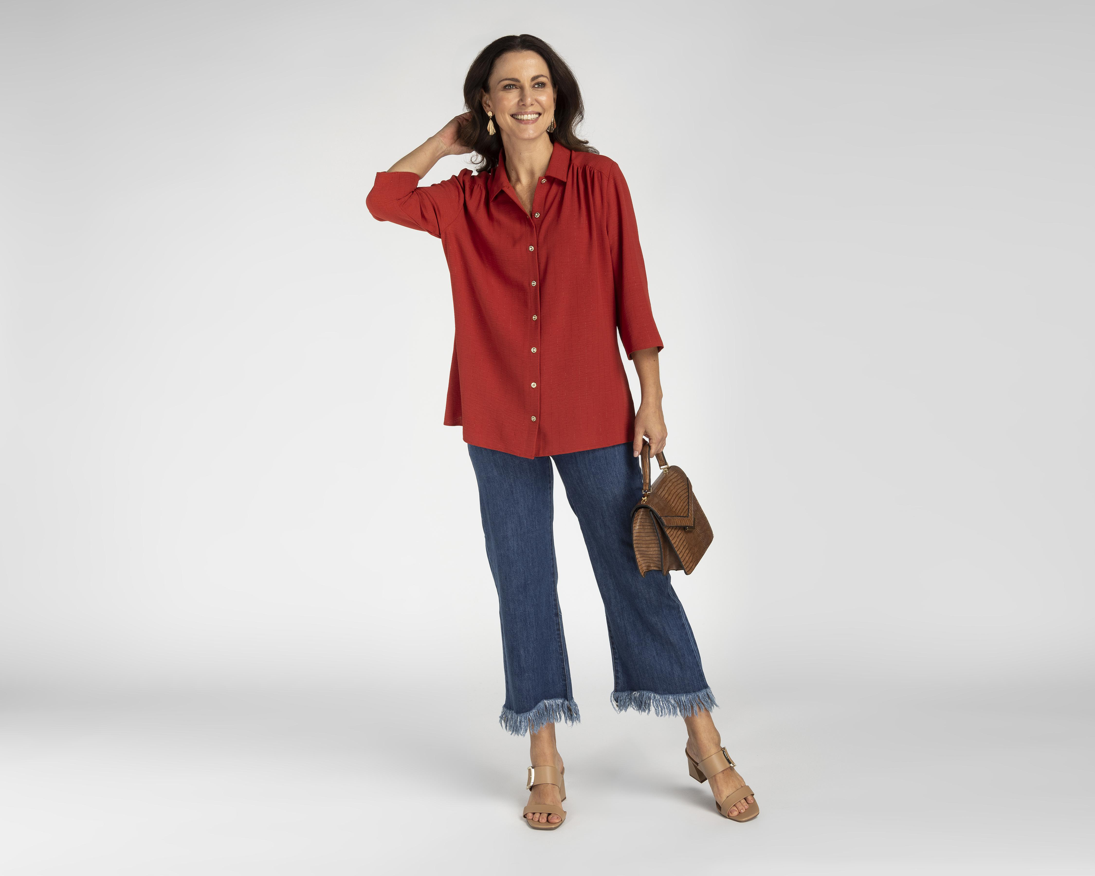Foto 3 pulgar | Blusa Sahara Roja para Mujer