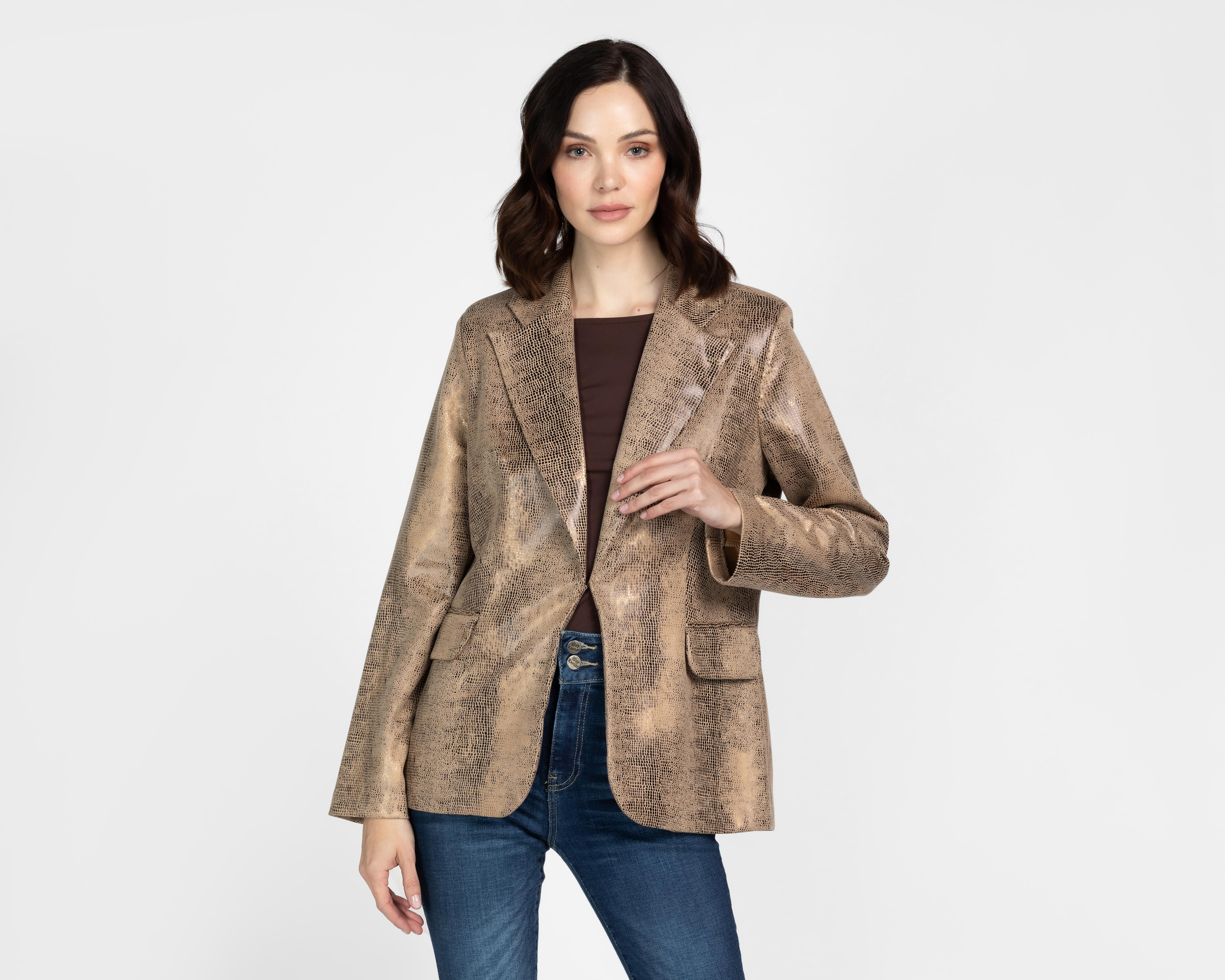 Foto 1 | Blazer Dorado Sahara para Mujer
