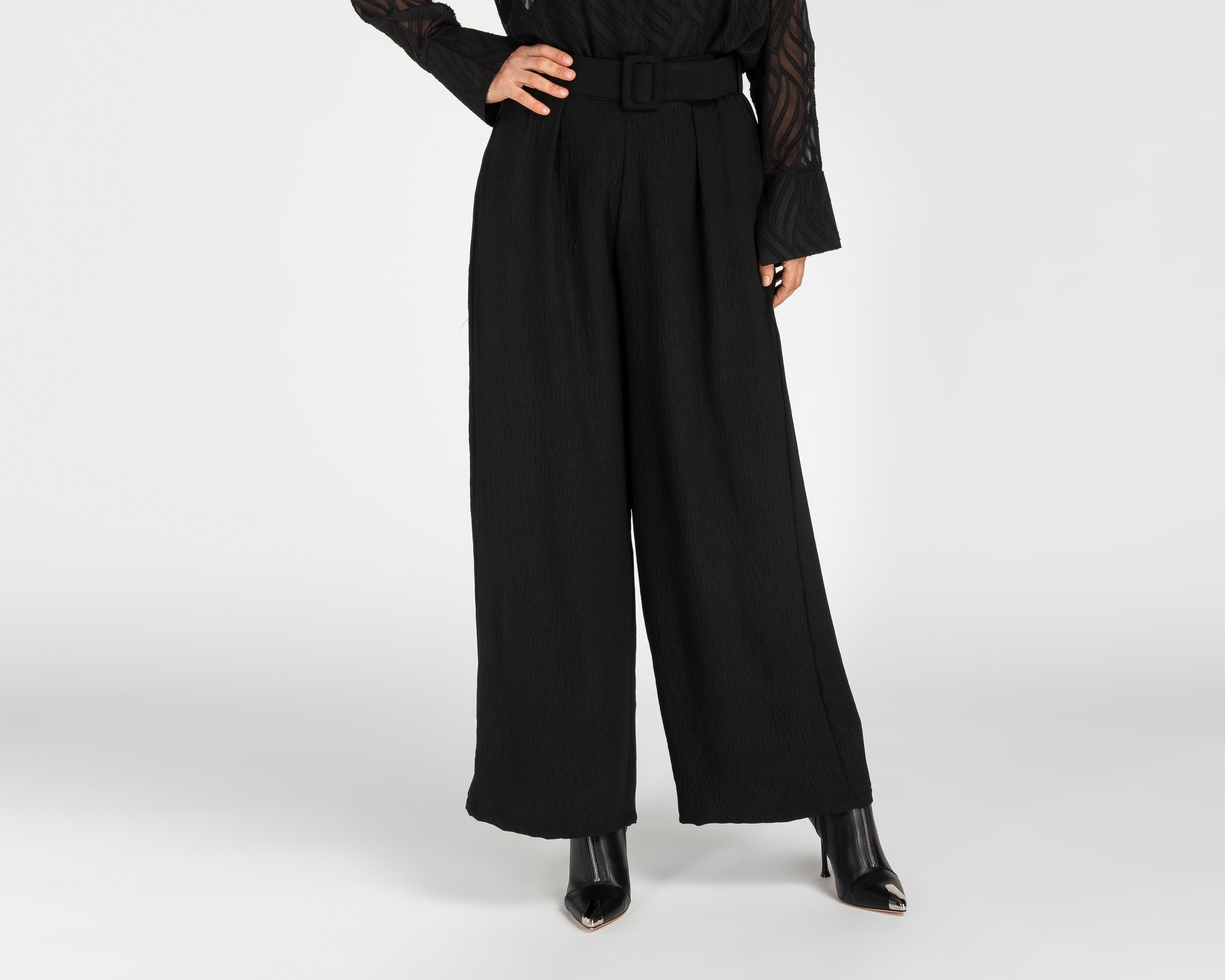 Foto 2 pulgar | Pantalón Ancho Sahara Negro para Mujer