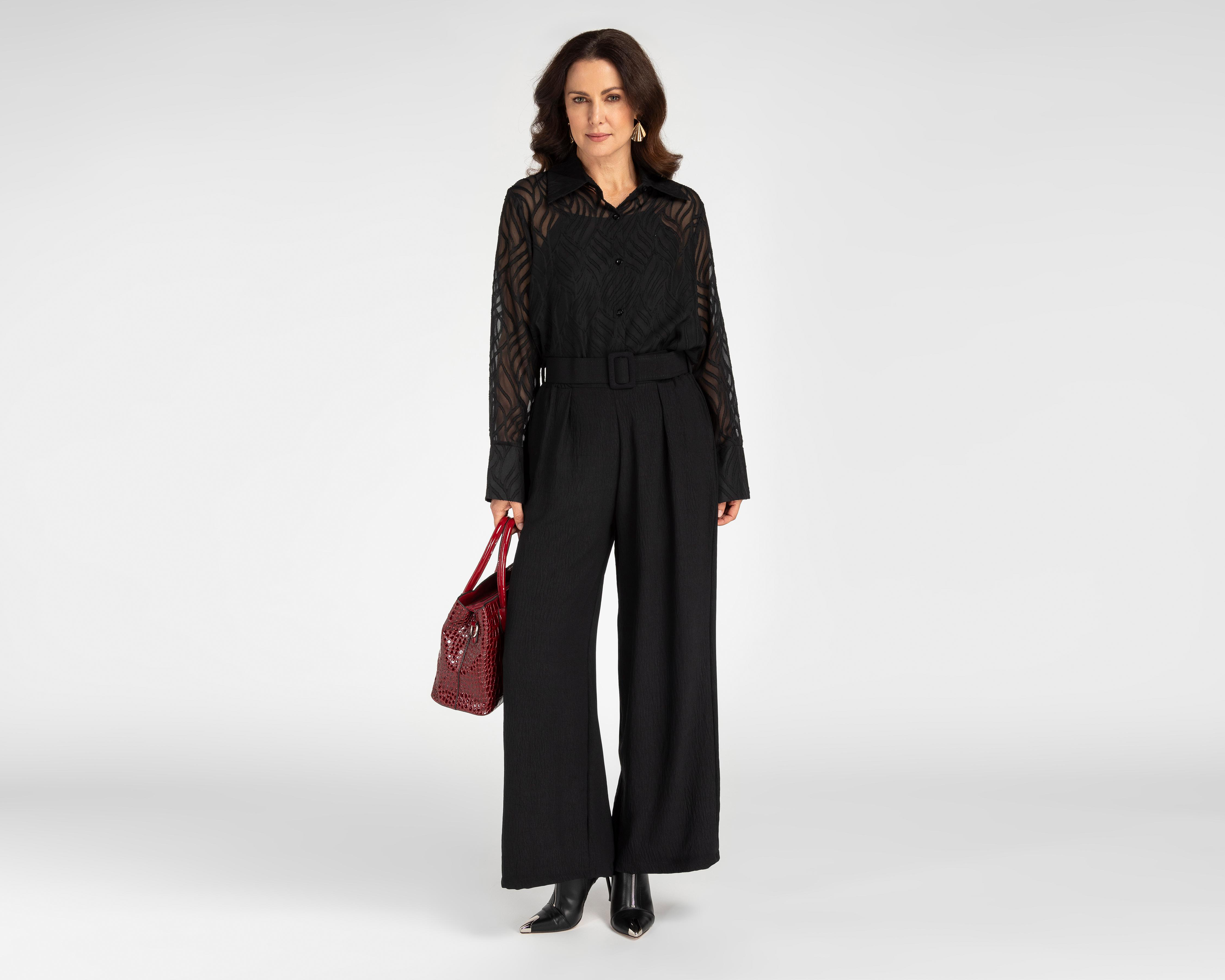 Foto 3 pulgar | Pantalón Ancho Sahara Negro para Mujer
