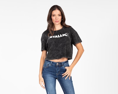 Foto 1 | Playera Metallica Manga Corta para Mujer