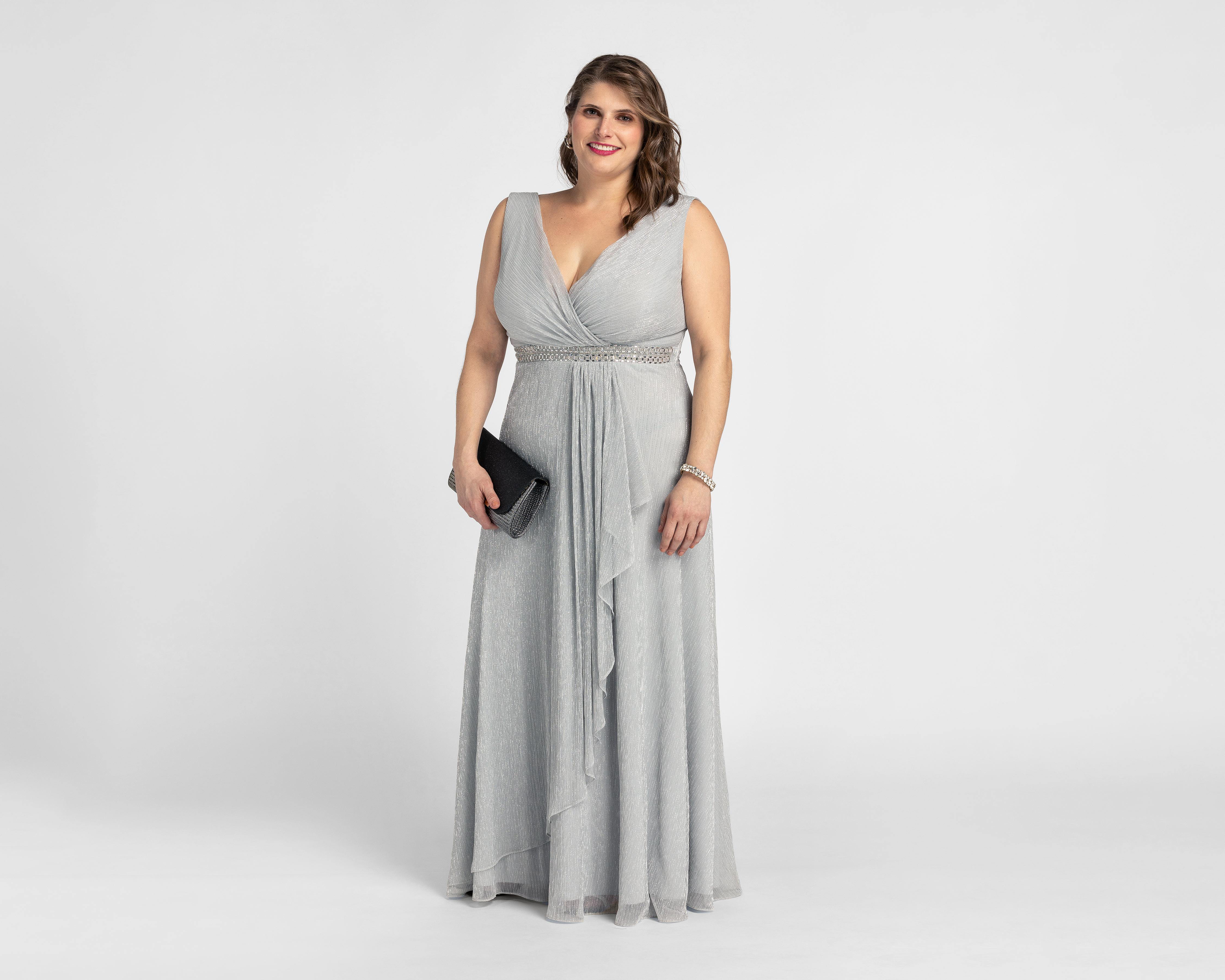 Foto 2 | Vestido de Fiesta Sahara Escote Cruzado sin Mangas con Aplicación de Pedrería