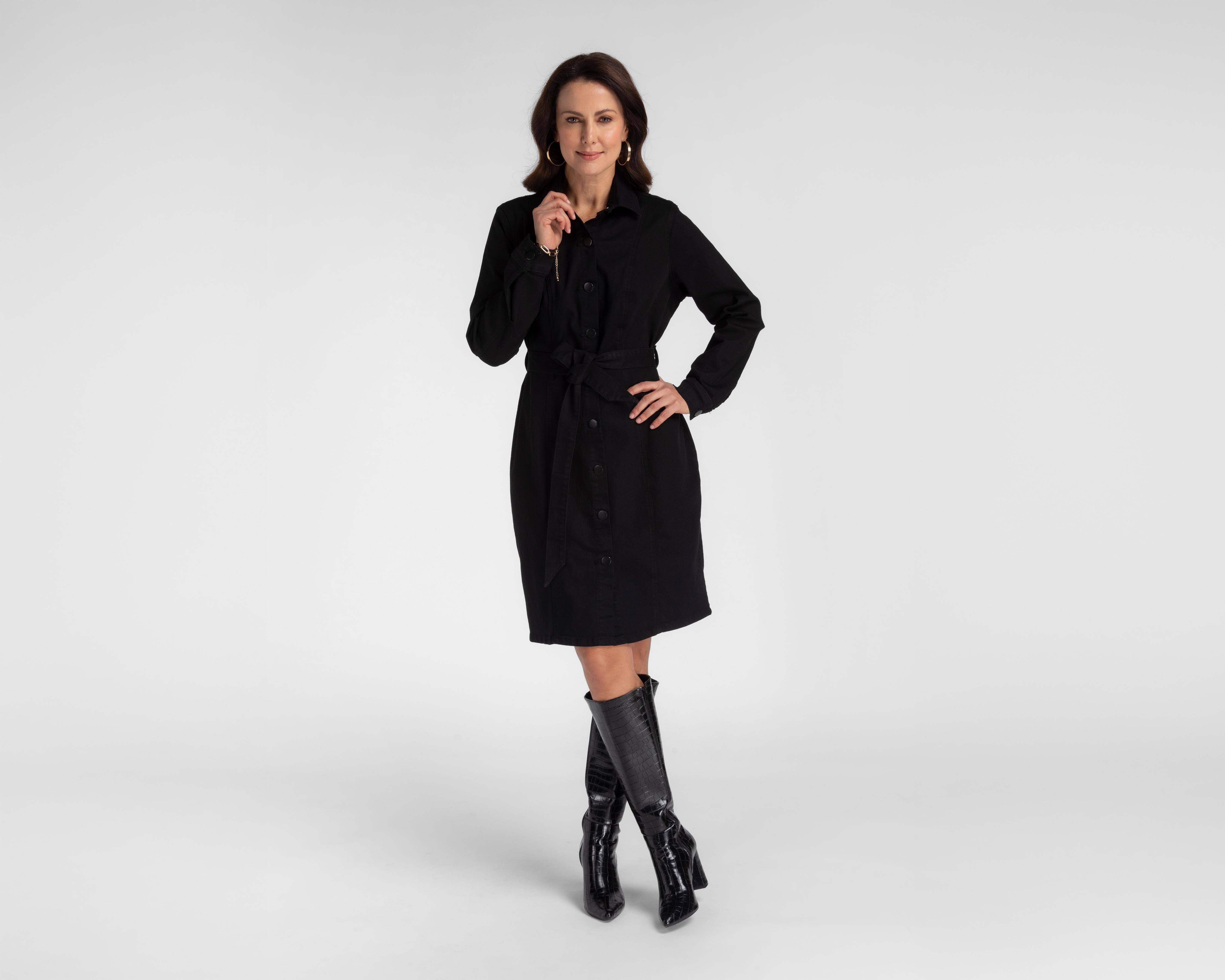 Foto 2 pulgar | Vestido Casual Sahara de Mezclilla Negro con Lazo