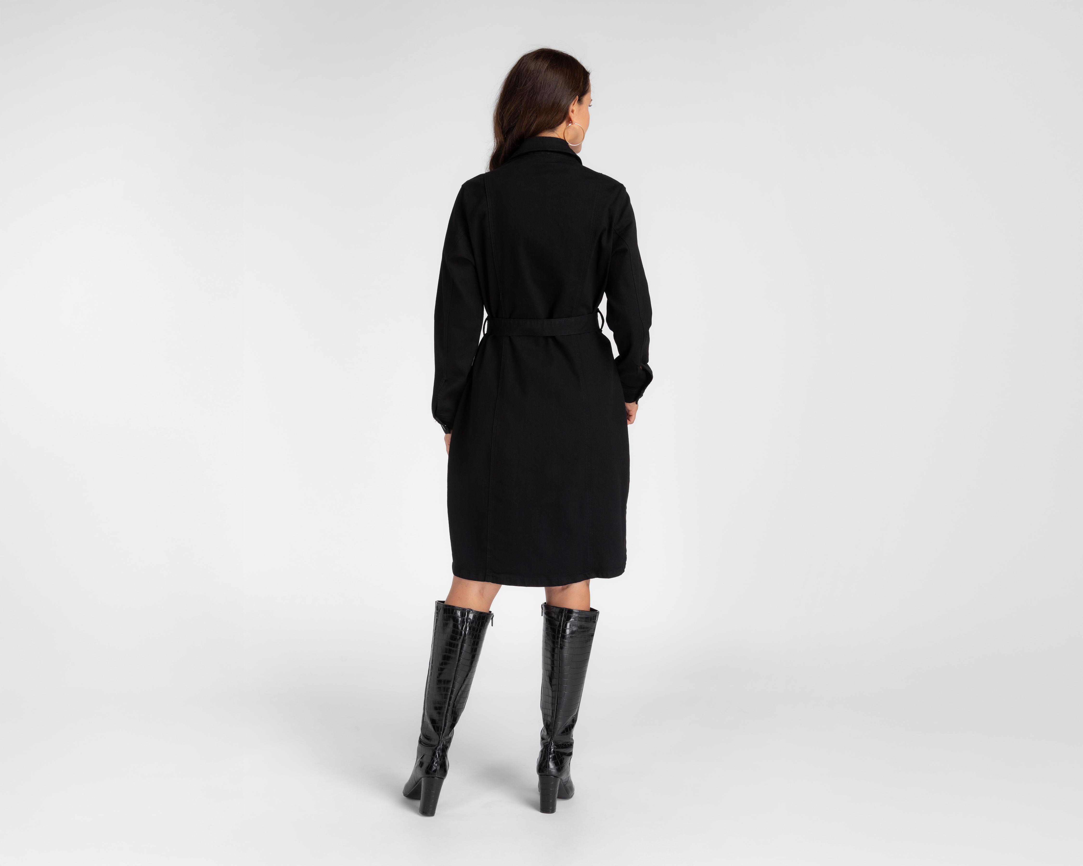 Foto 4 pulgar | Vestido Casual Sahara de Mezclilla Negro con Lazo