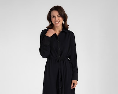 Foto 4 | Vestido Casual Sahara Negro Manga Larga con Botones