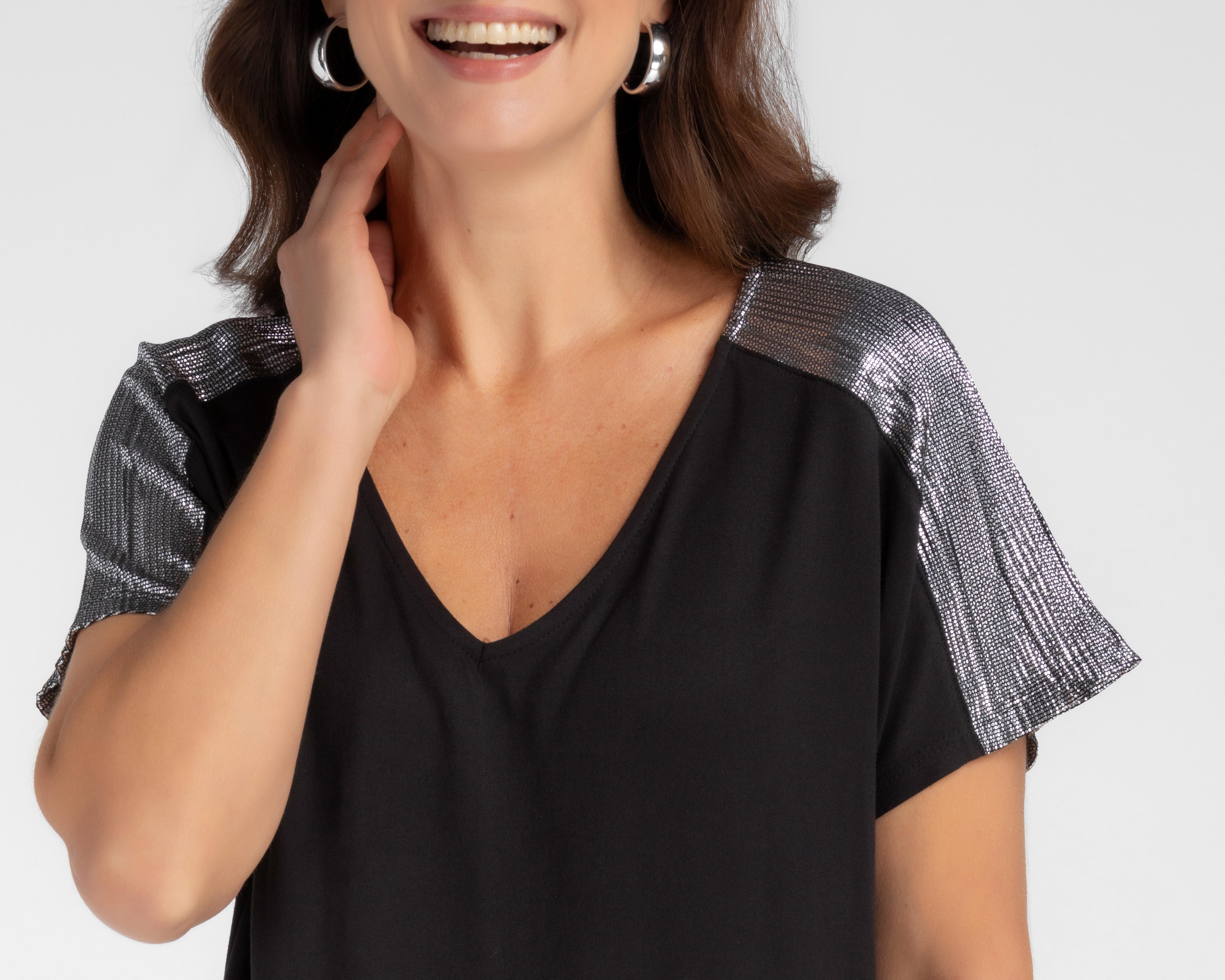 Foto 5 pulgar | Playera Sahara con Cuello V para Mujer