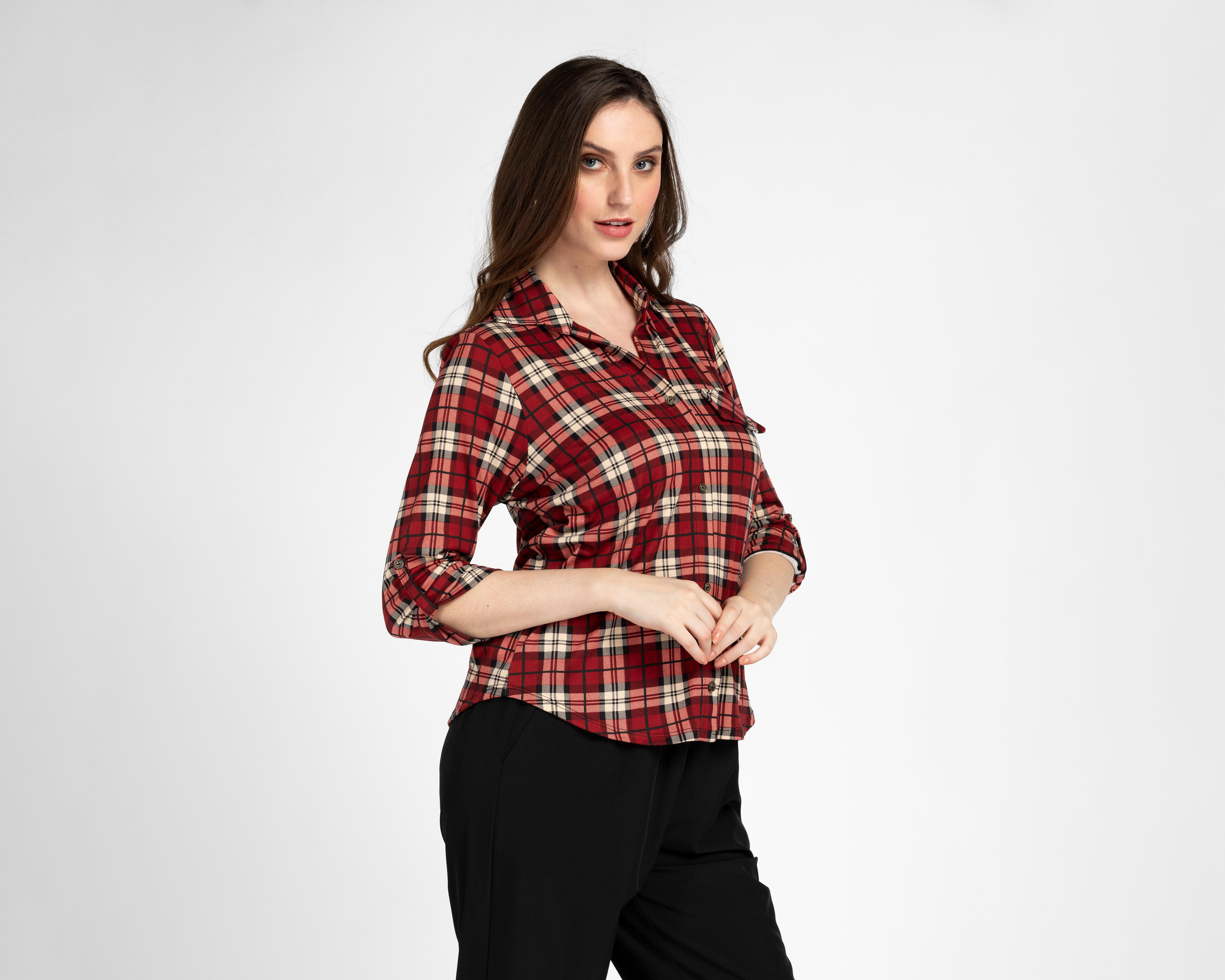 Foto 1 | Blusa Ted Lapidus a Cuadros para Mujer