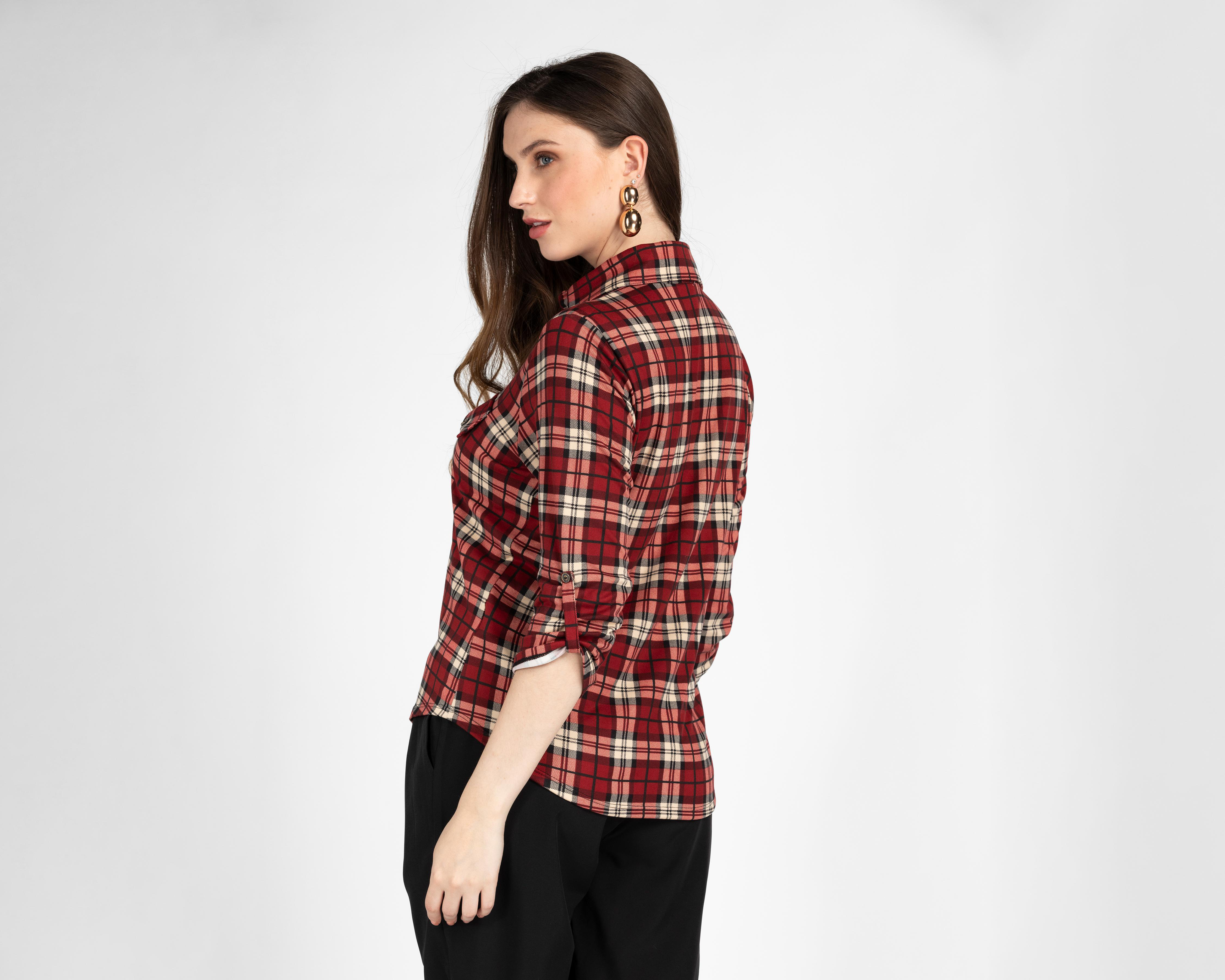 Foto 3 | Blusa Ted Lapidus a Cuadros para Mujer