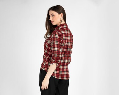 Foto 3 | Blusa Ted Lapidus a Cuadros para Mujer