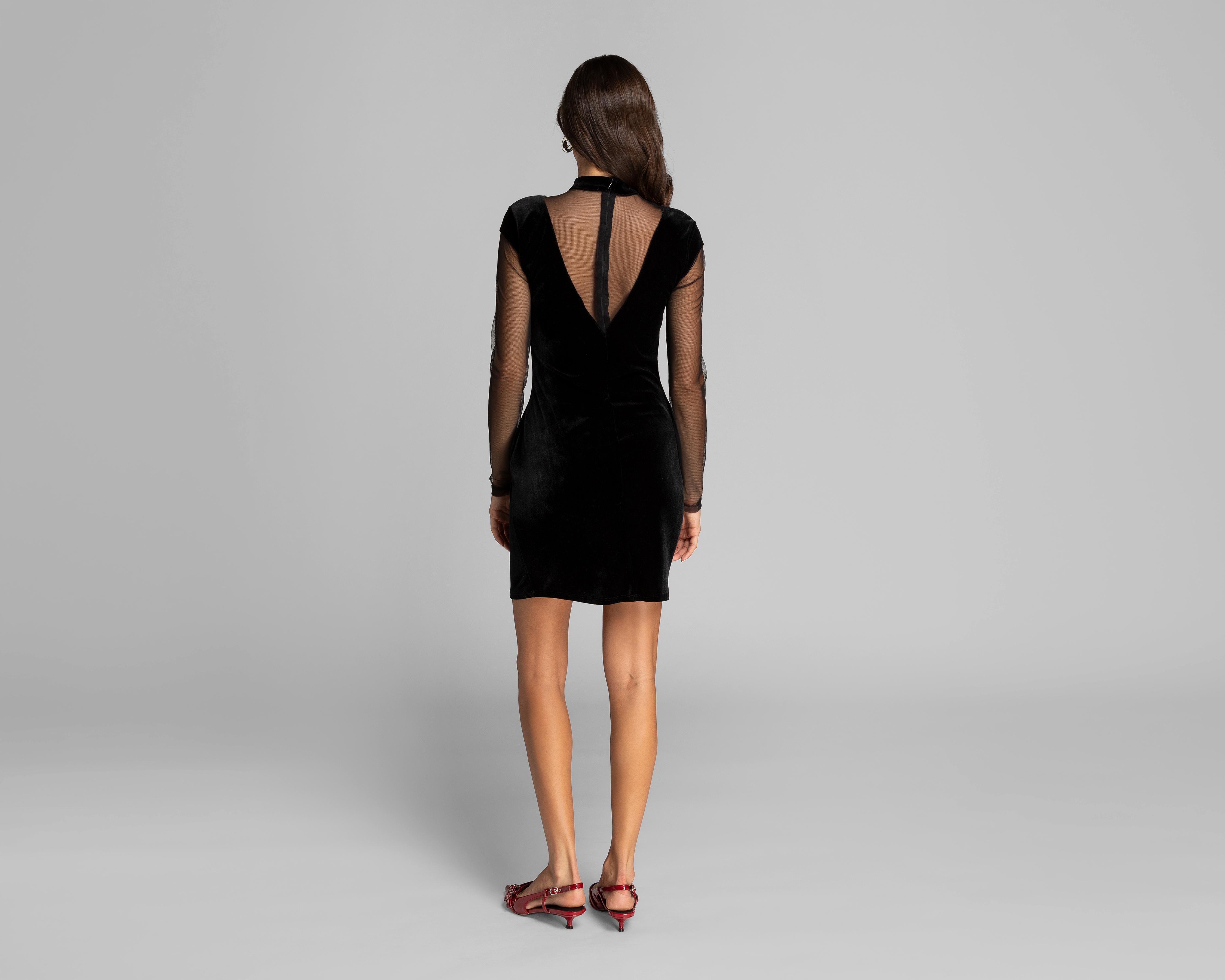 Foto 4 pulgar | Vestido Casual Thinner Velvet con Mesh