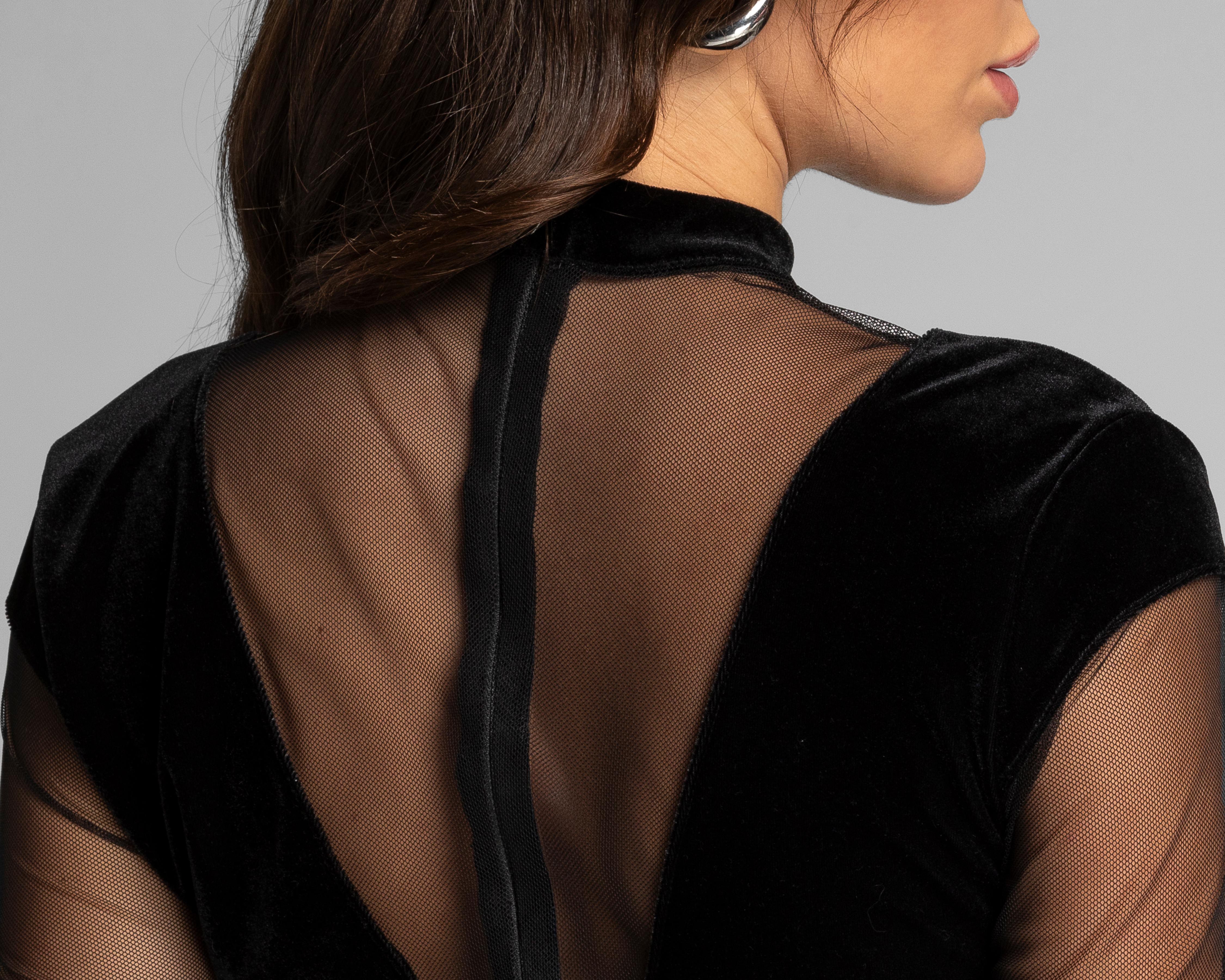 Foto 7 pulgar | Vestido Casual Thinner Velvet con Mesh