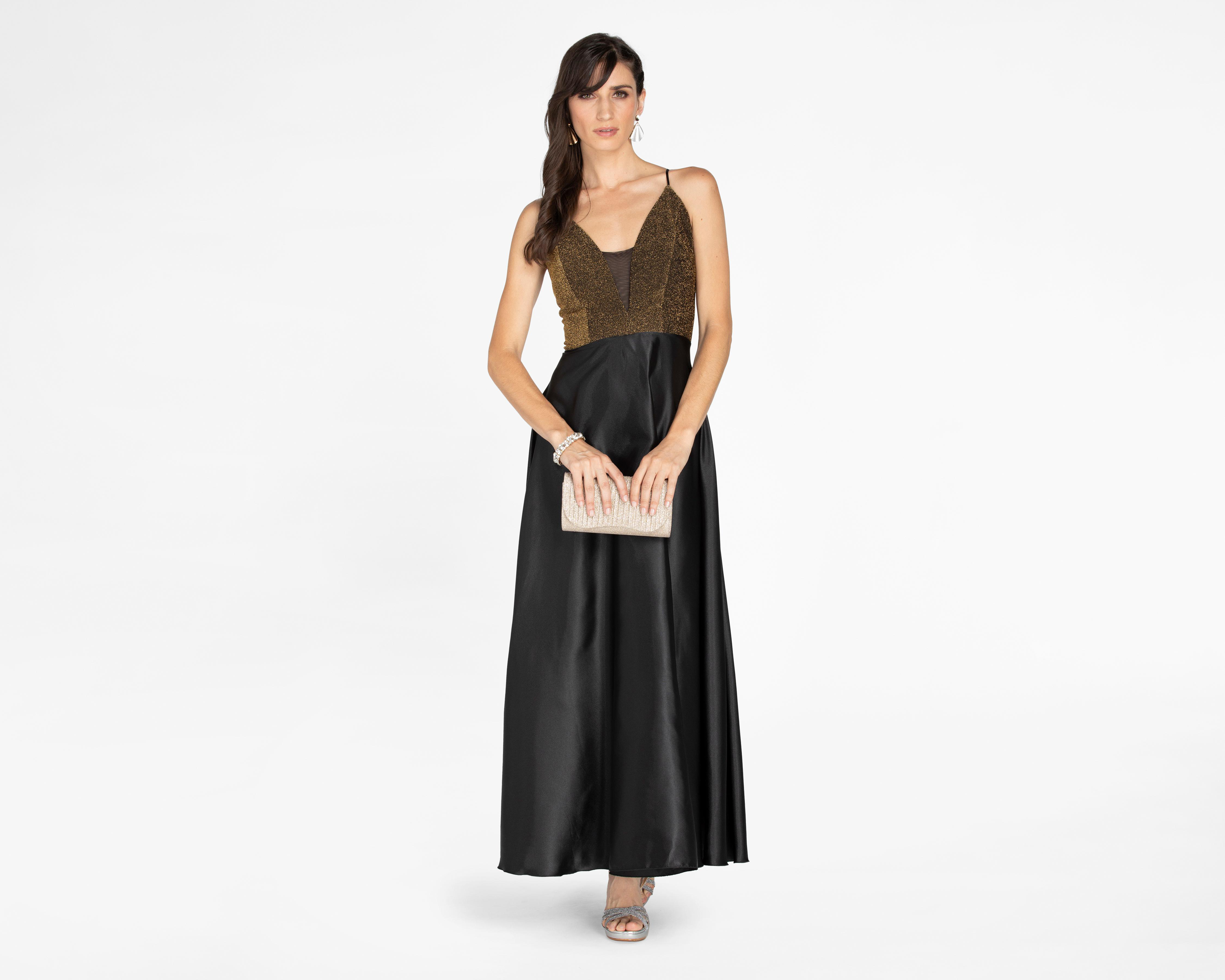 Vestido Nina Ferré de Fiesta Negro Escote V