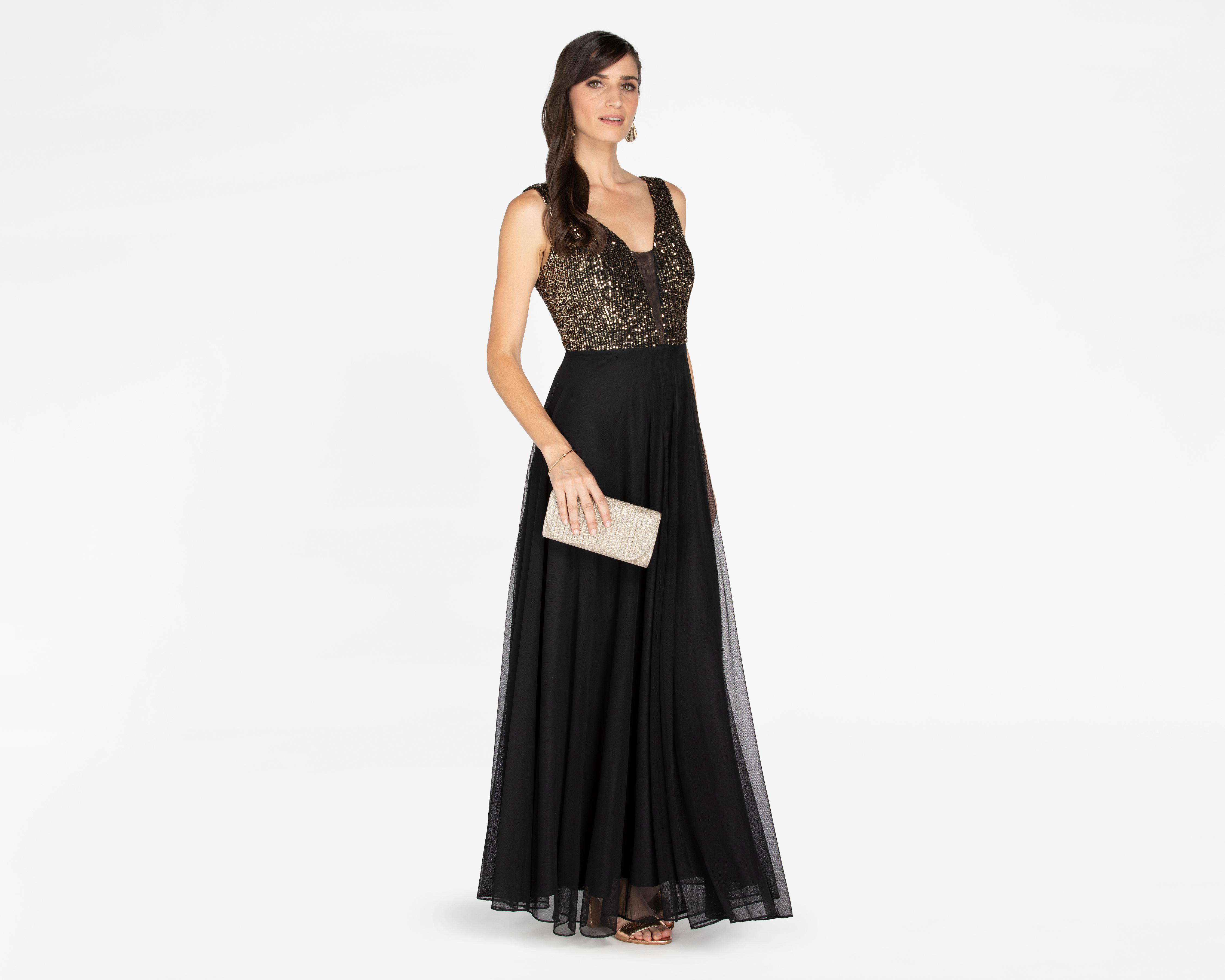 Vestido Giusseppe Chayone de Fiesta Negro con Lentejuelas