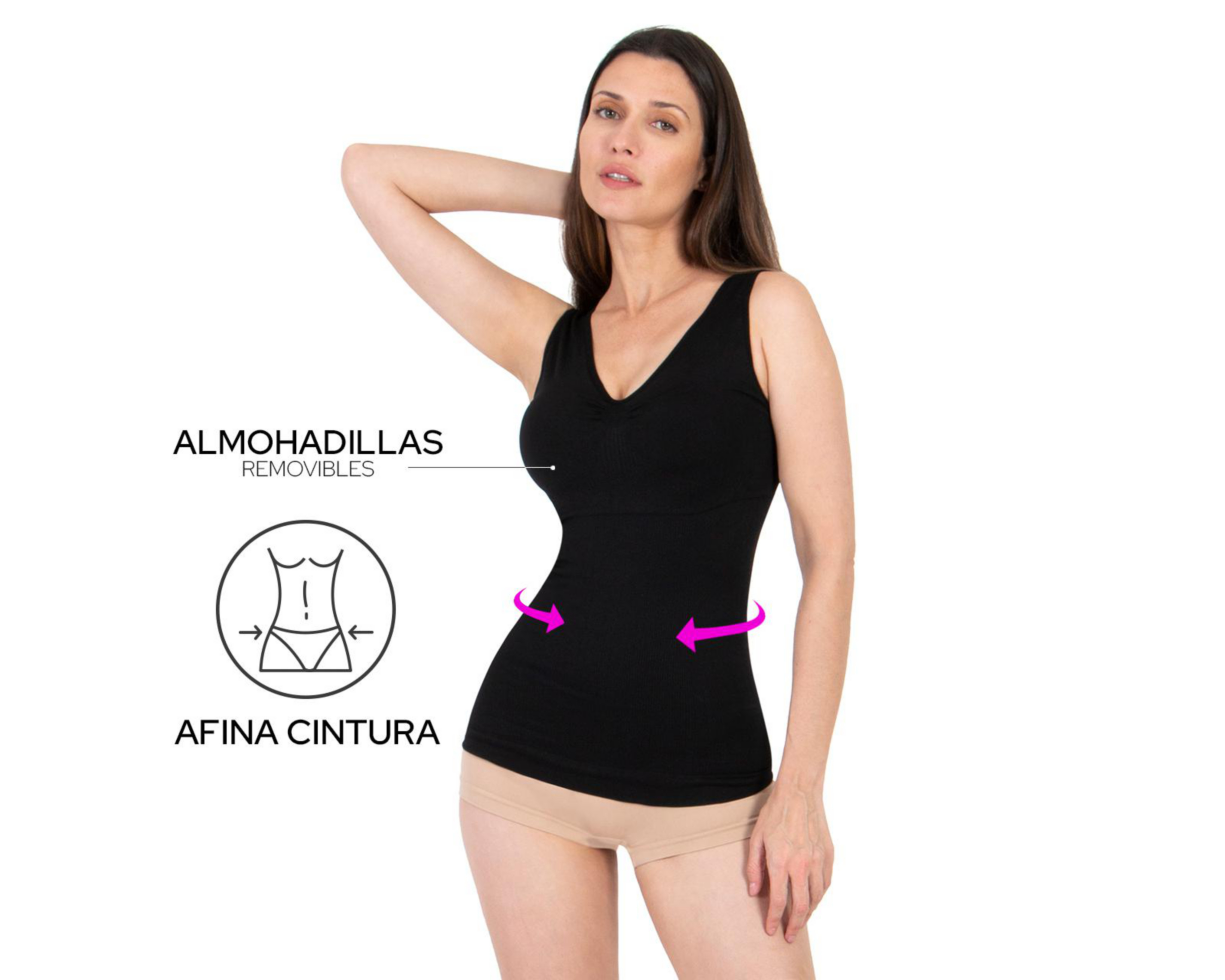 Foto 3 pulgar | Camiseta Control Shape & Care Mediana Compresión Negra para Mujer